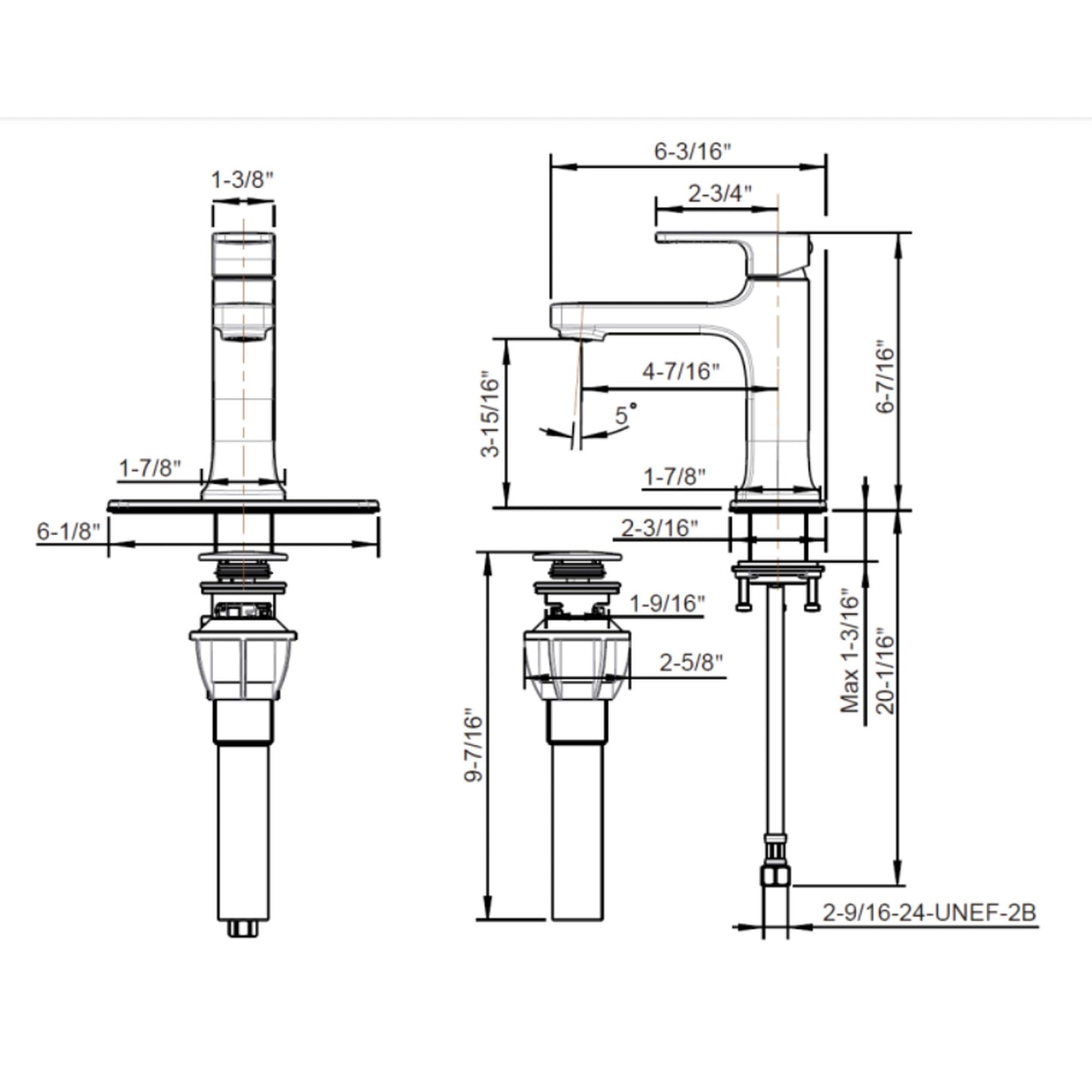 Ultra Faucets Dean Collection Matte Black Single-Handle Lavatory Faucet