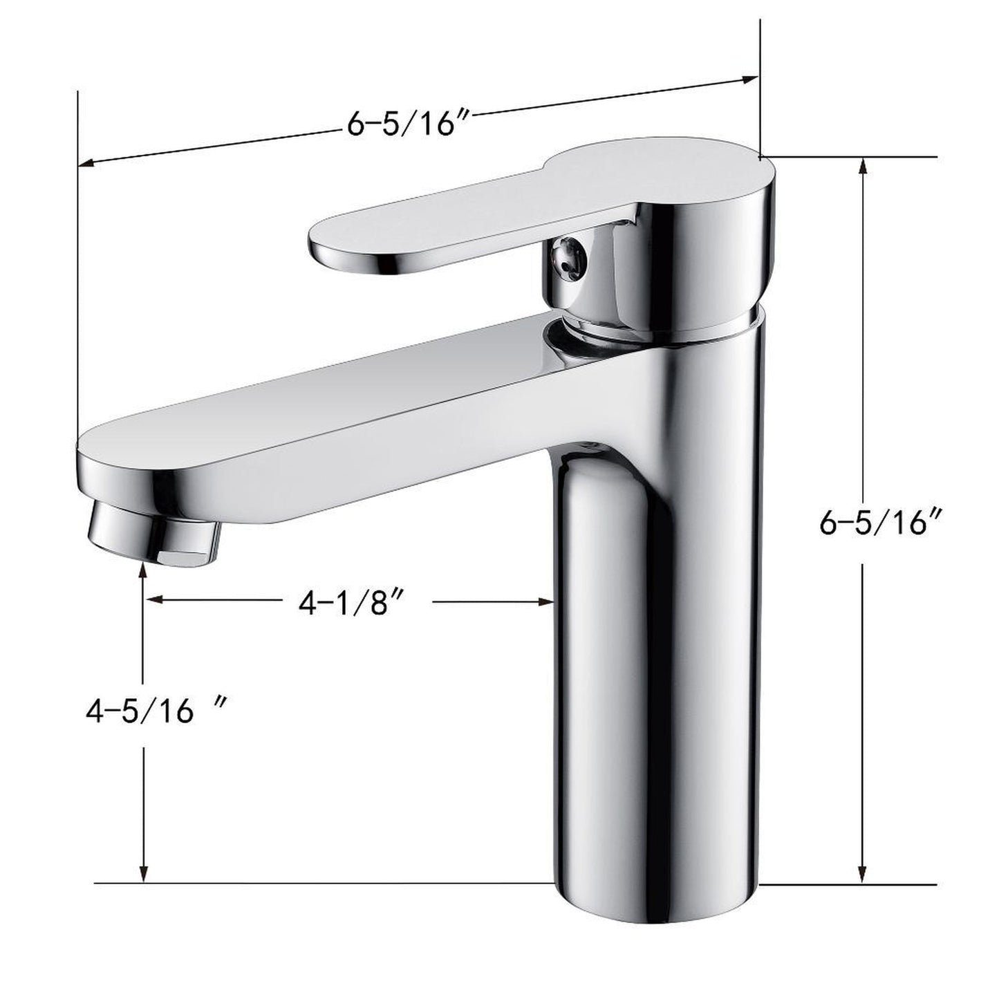 Vanity Art 6" Polished Chrome Single Hole Dazzling Mirror-Like Look Modern Bathroom Vessel Sink Faucet
