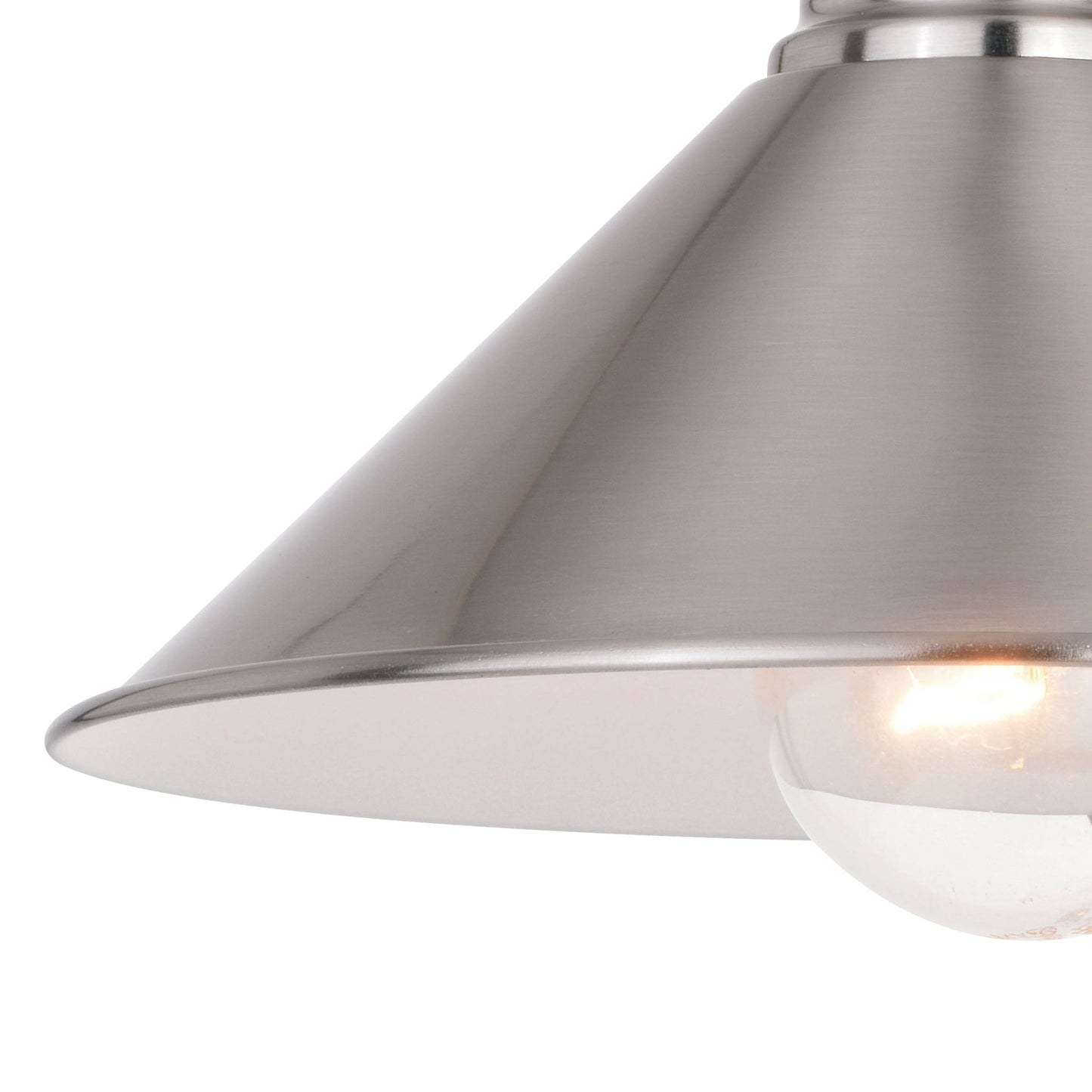 Vaxcel Akron 8" 1-Light Satin Nickel and Matte White Vanity Wall Sconce With Metal Shade