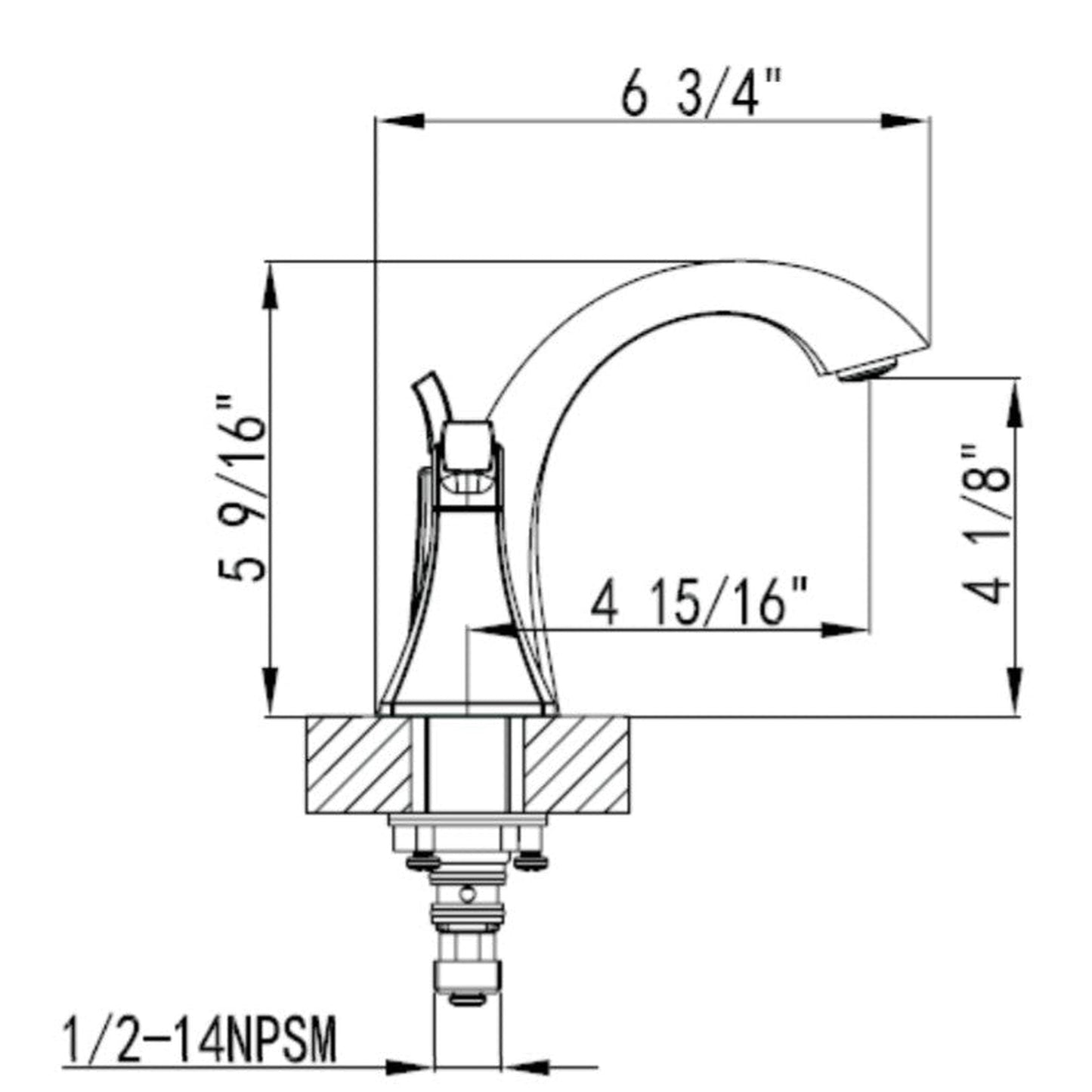 Vinnova Abbie 6" Two Hole Brushed Nickel 8" Widespread Low Arc Bathroom Sink Faucet