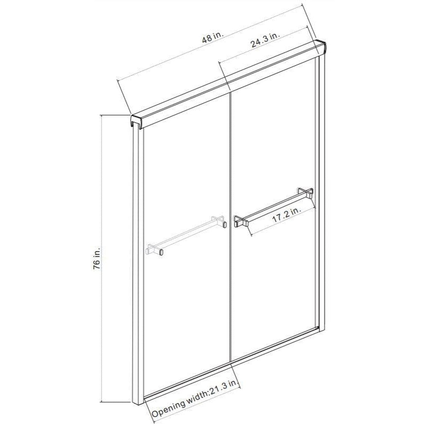 Vinnova Ascoli 48" x 76" Polished Chrome Reversible Double Sliding Bypass Framed Shower Door