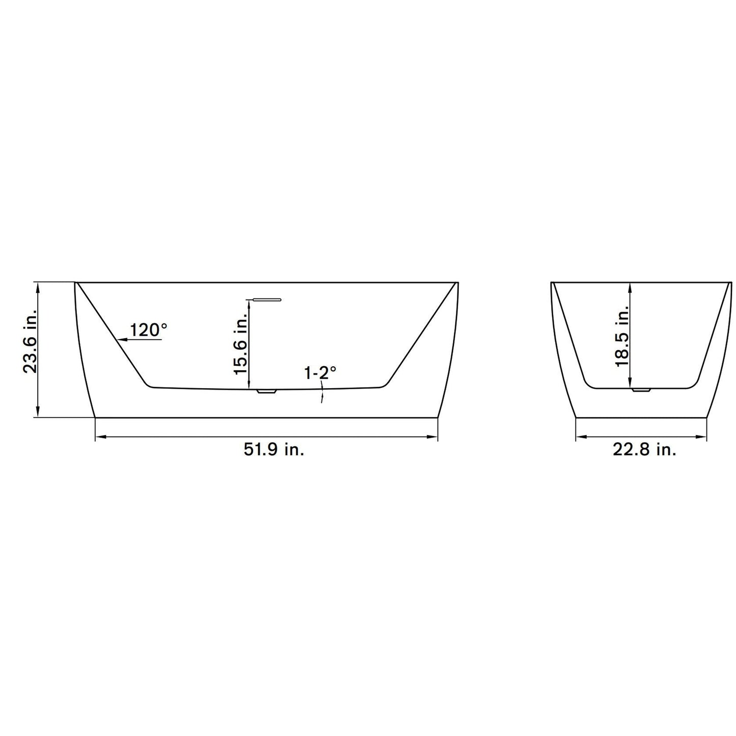 Vinnova Azagra 59" x 32" Matte White Oval Freestanding Soaking Acrylic Bathtub