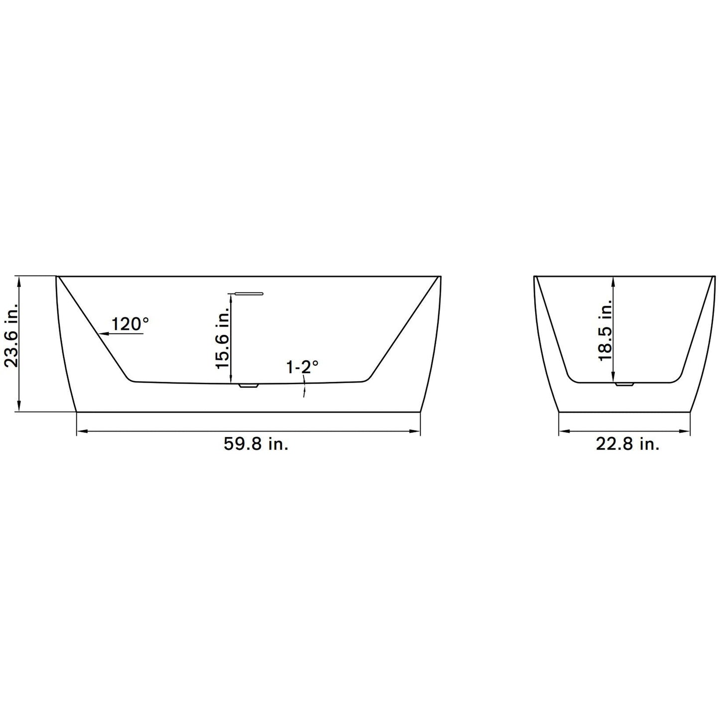 Vinnova Azagra 67" x 32" Matte White Oval Freestanding Soaking Acrylic Bathtub