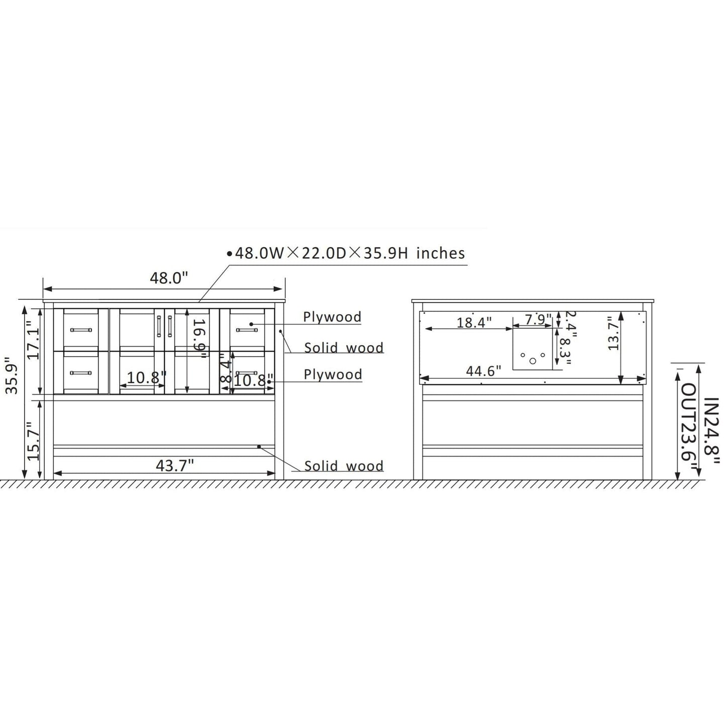 Vinnova Florence 48" Royal Blue Freestanding Single Vanity Set In White Carrara Marble Top With Undermount Ceramic Sink and Mirror
