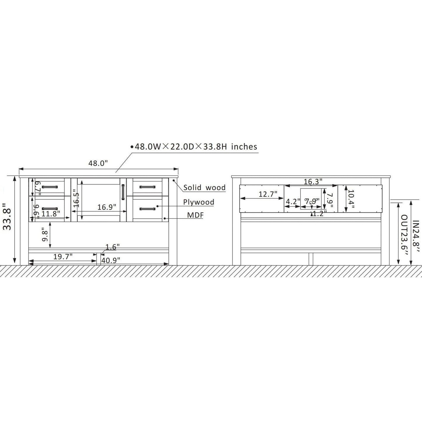 Vinnova Grayson 48" x 22" Rust Black Freestanding Single Vanity Set With White Carrara Composite Stone Countertop And Mirror
