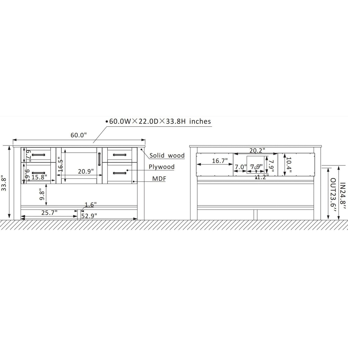 Vinnova Grayson 60" x 22" Rust Black Freestanding Single Vanity Set With White Carrara Composite Stone Countertop And Mirror