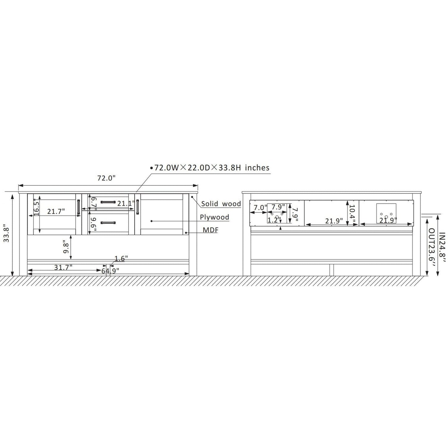 Vinnova Grayson 72" x 22" White Freestanding Double Vanity Set With White Carrara Composite Stone Countertop And Mirror