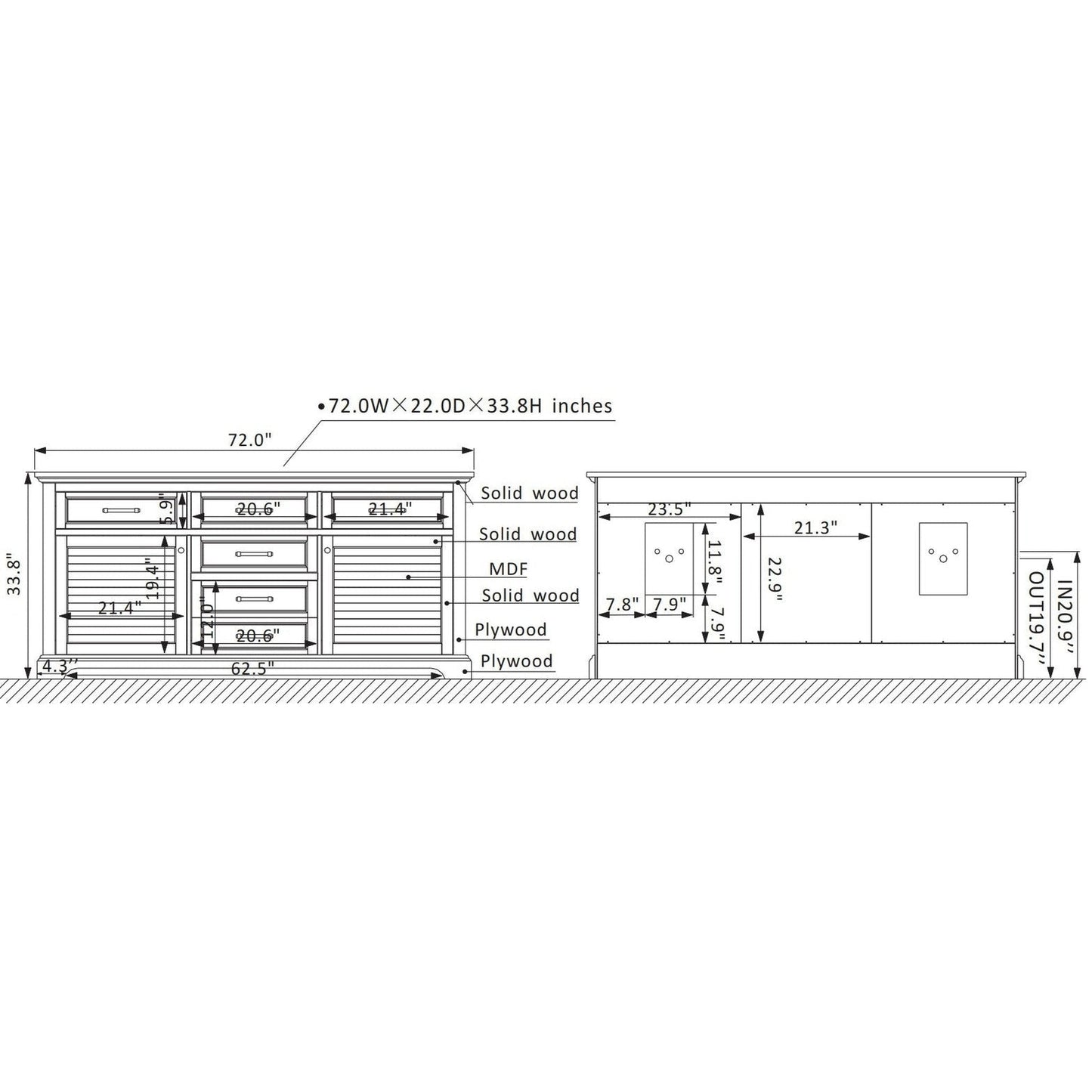 Vinnova Lorna 72" White Freestanding Double Vanity Set In White Carrara Composite Stone Top With Undermount Ceramic Sink