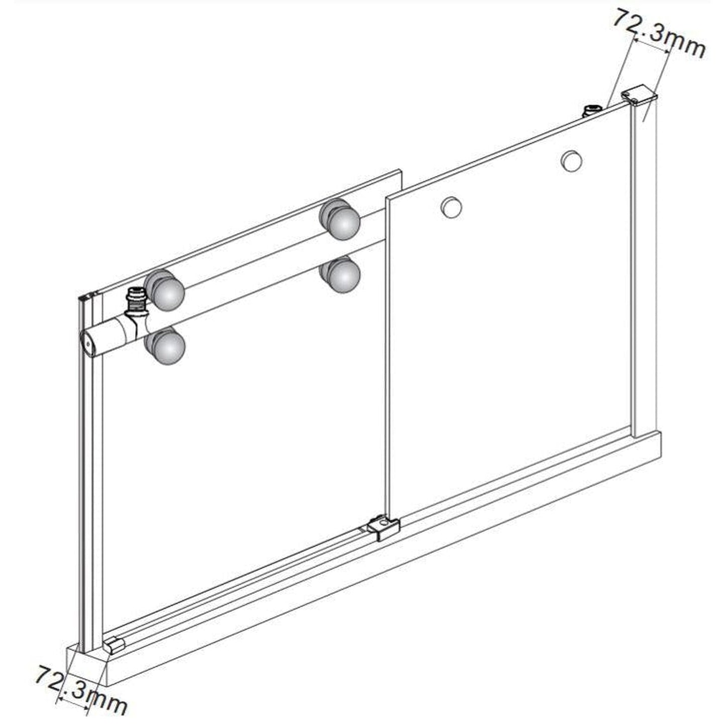 Vinnova Massa 48" x 76" Brushed Gold Reversible Single Sliding Frameless Shower Door