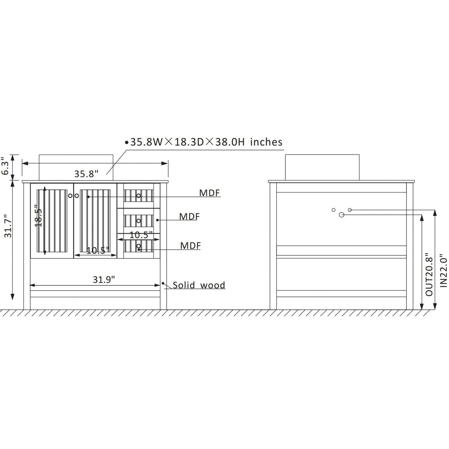 Vinnova Modena 36" Gray Freestanding Single Vanity Set In Dark Black Glass Top With Vessel Ceramic Sink and Mirror