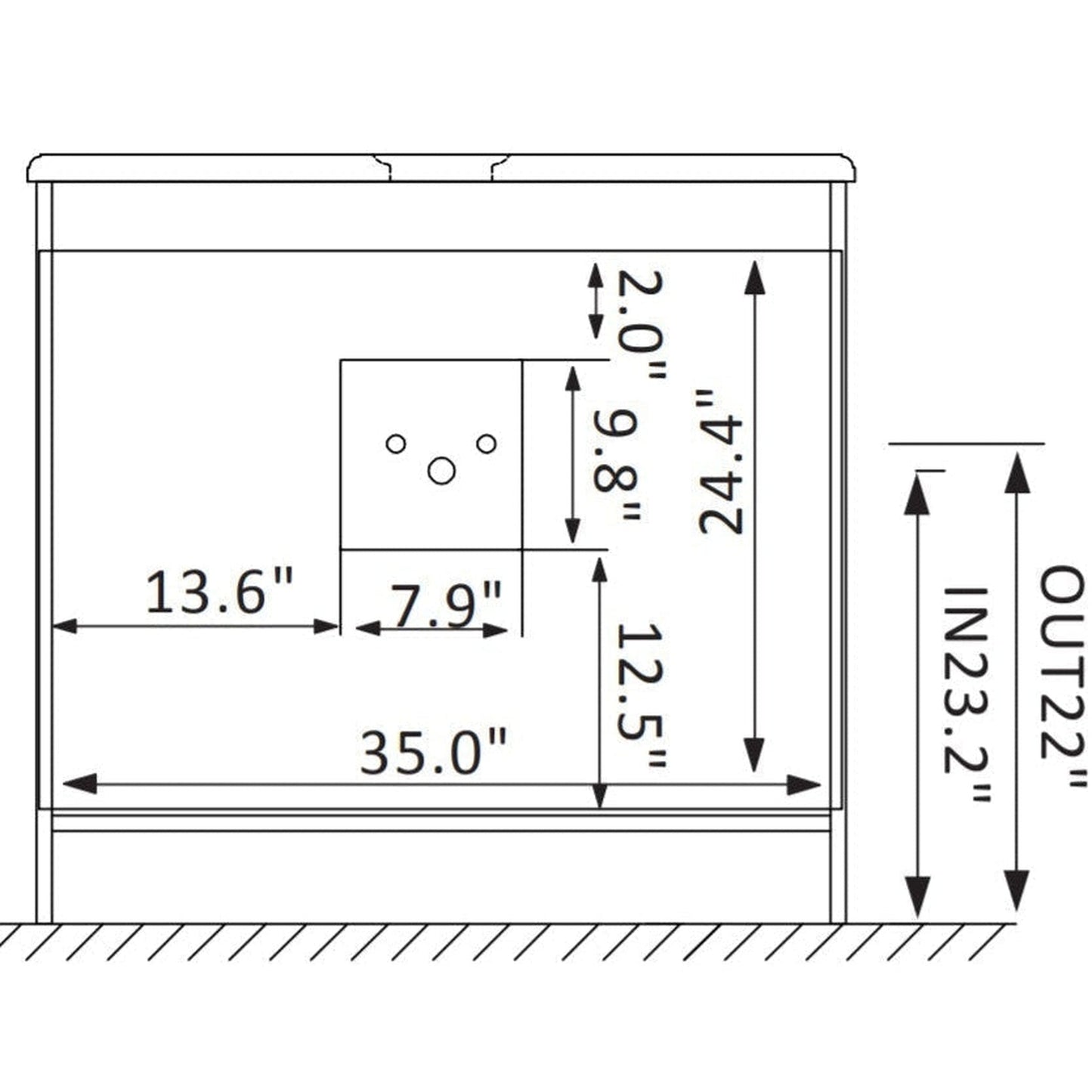 Vinnova Naples 36" White Freestanding Single Vanity Set In White Carrara Marble Top With Undermount Ceramic Sink