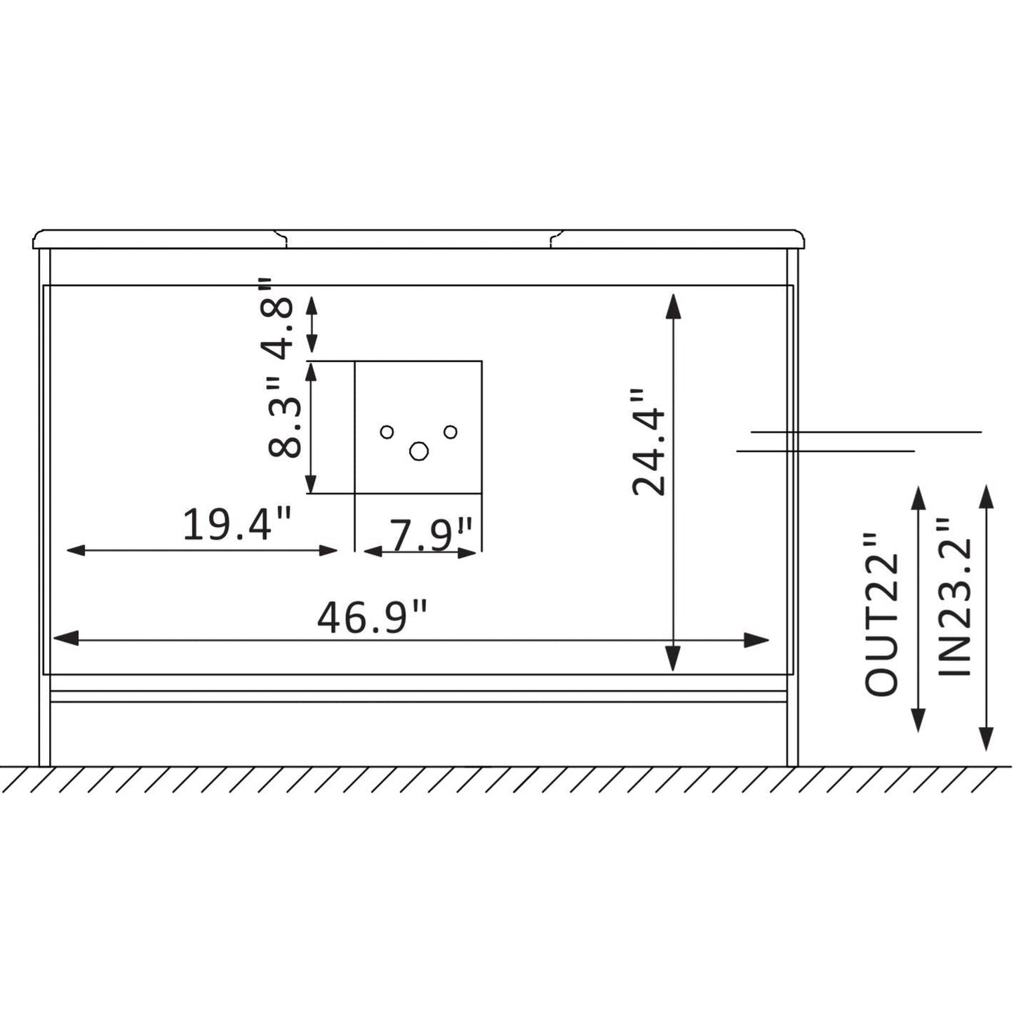 Vinnova Naples 48" Gray Freestanding Single Vanity Set In White Carrara Marble Top With Undermount Ceramic Sink