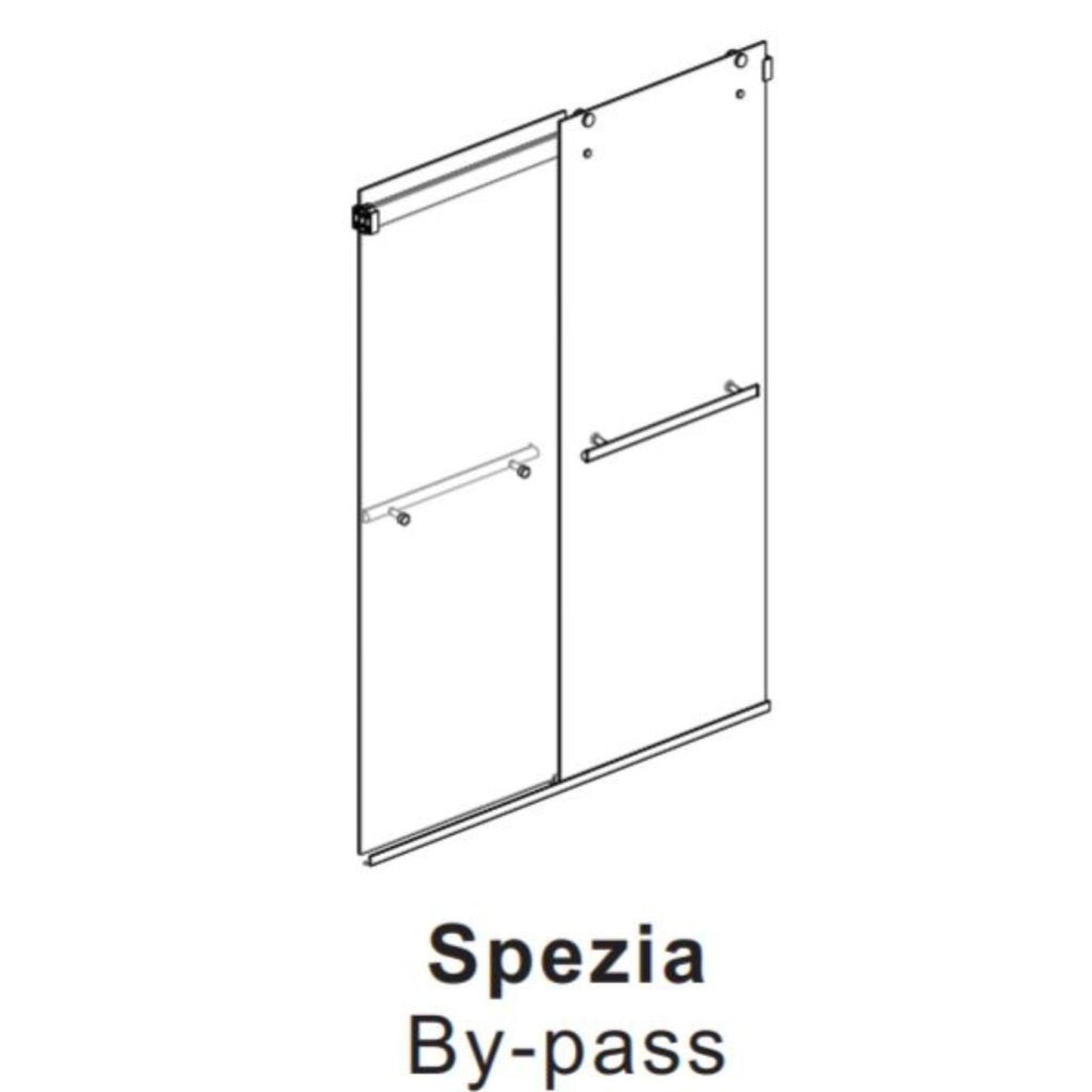 Vinnova Spezia 48" x 76" Matte Black Reversible Double Sliding Bypass Frameless Shower Door