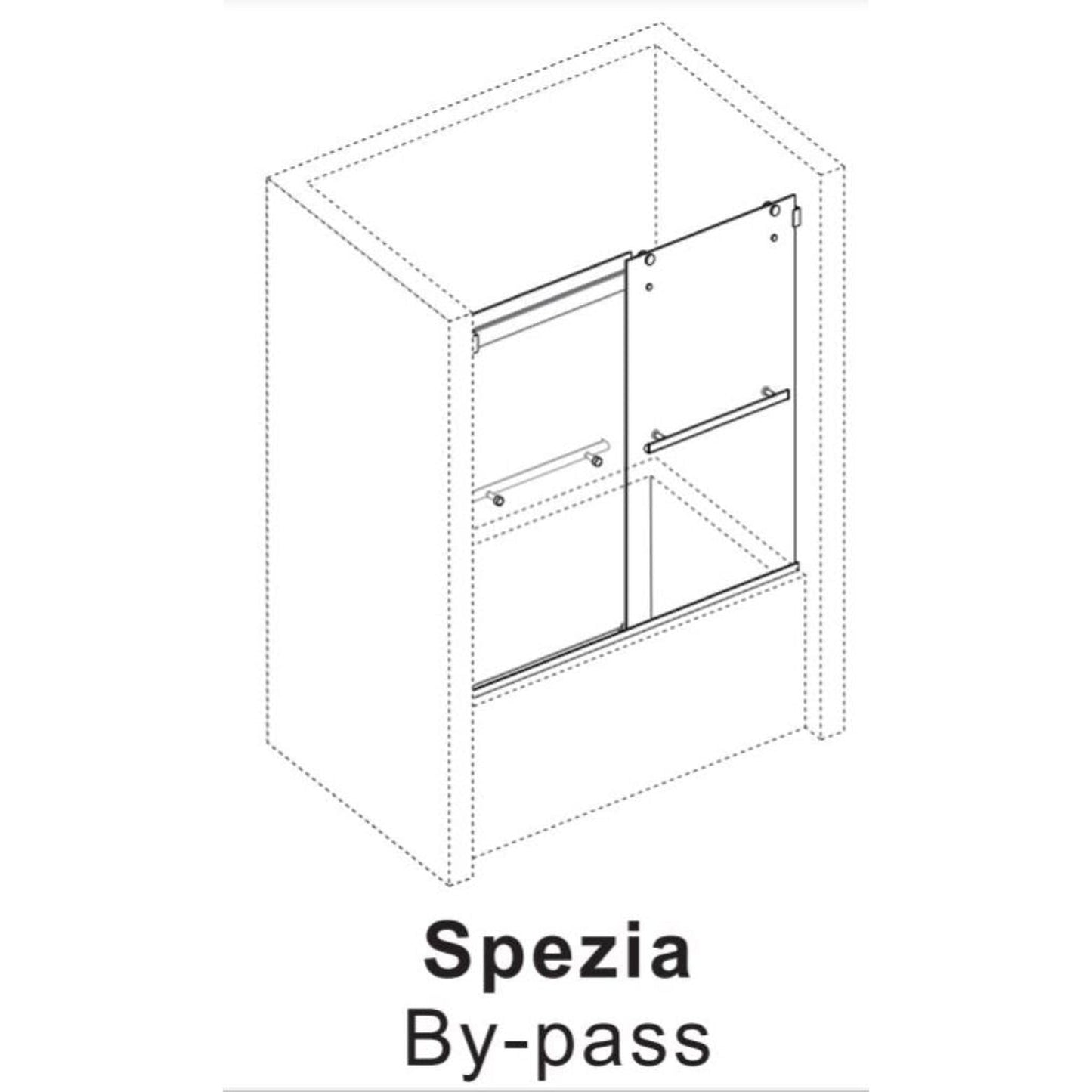 Vinnova Spezia 60" x 58" Brushed Nickel Reversible Double Sliding Bypass Frameless Tub Door