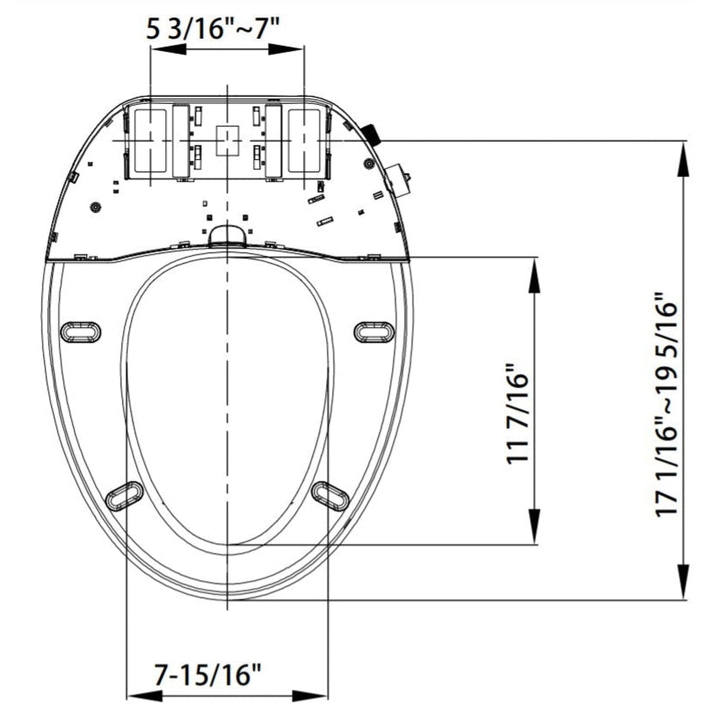 Vinnova Taranto 20" White Elongated Non-Electric Quick Release Hinges Plastic Toilet Seat Bidet