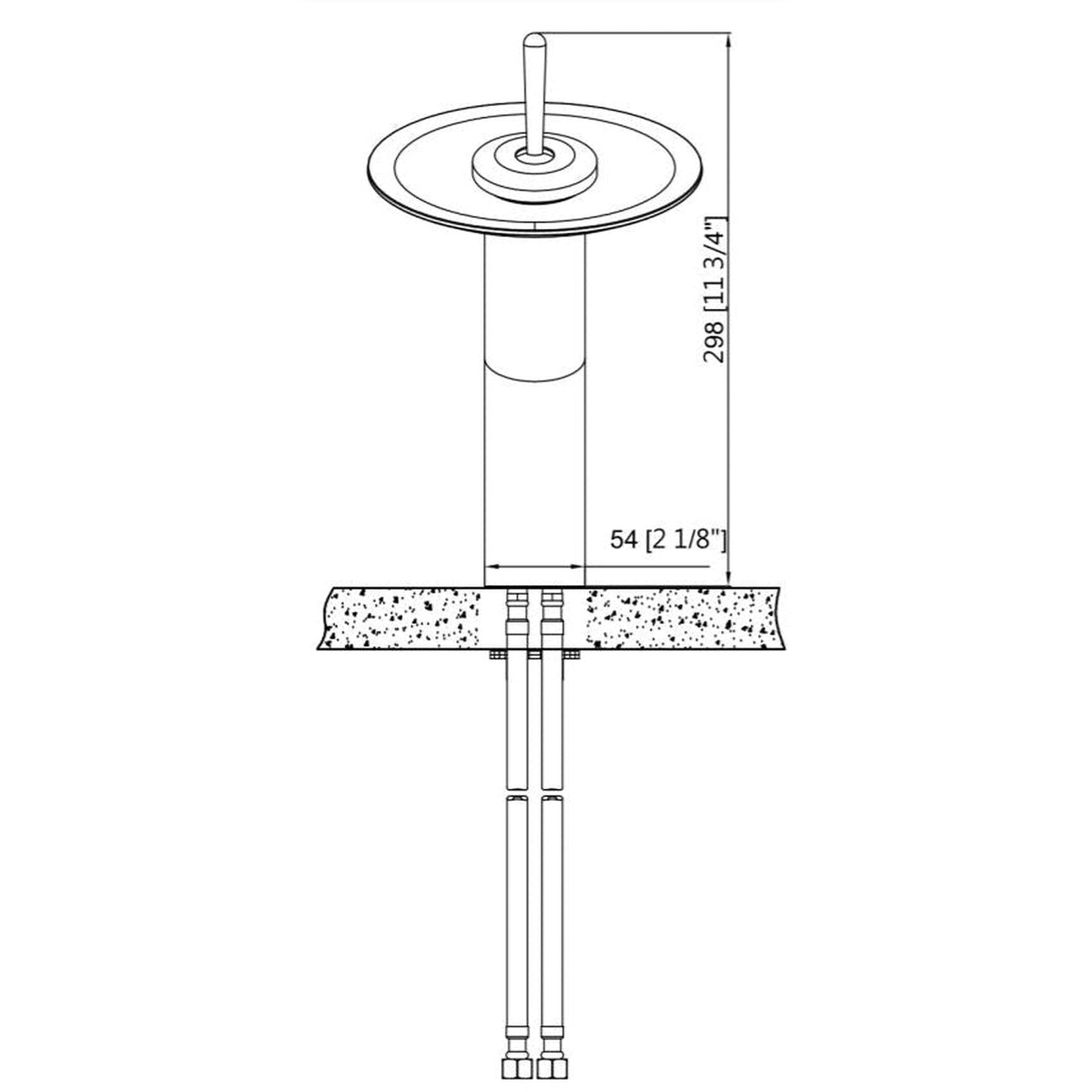 Vinnova Torino 12" Single Hole Satin Nickel high Arc Waterfall Glass Vessel Bathroom Sink Faucet