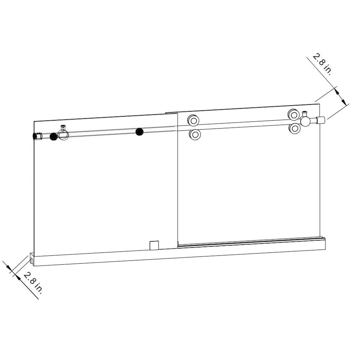 Vinnova Villena 60" x 78" Matte Black Single Sliding Frameless Shower Door