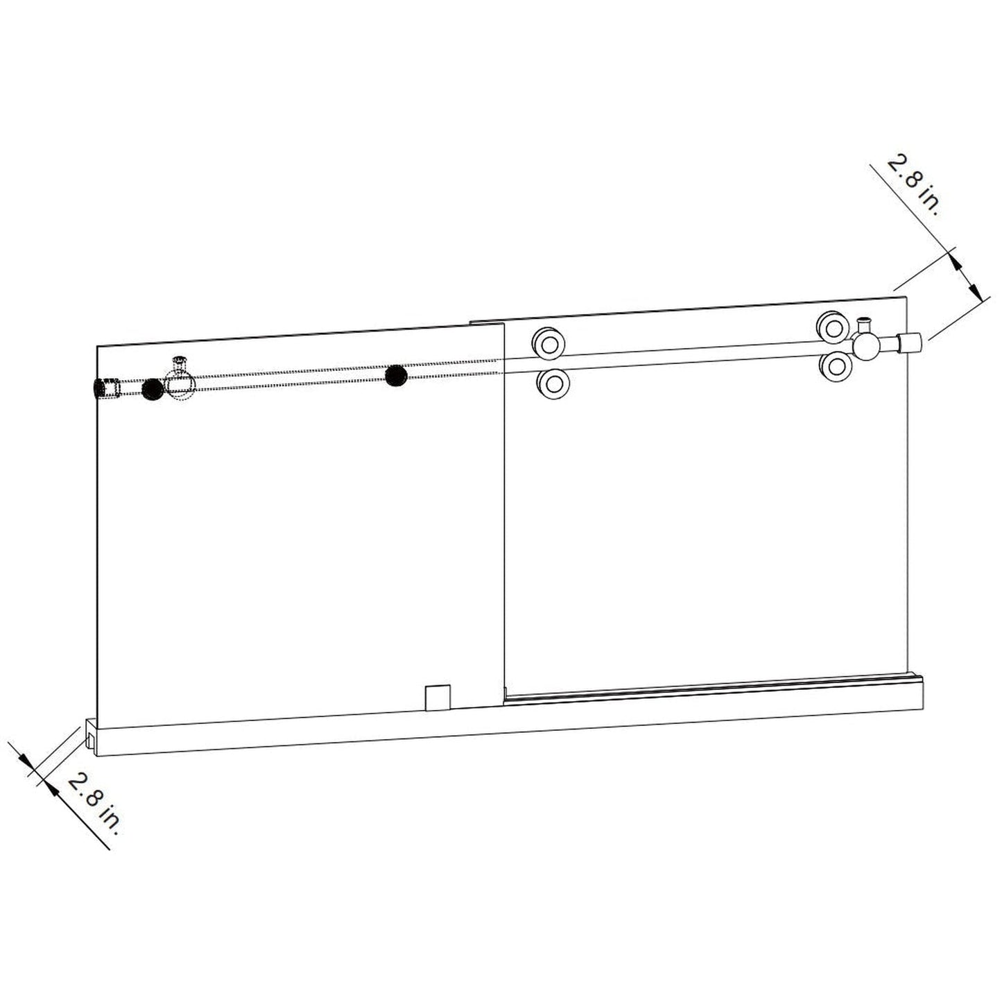 Vinnova Villena 68" x 78" Matte Black Single Sliding Frameless Shower Door