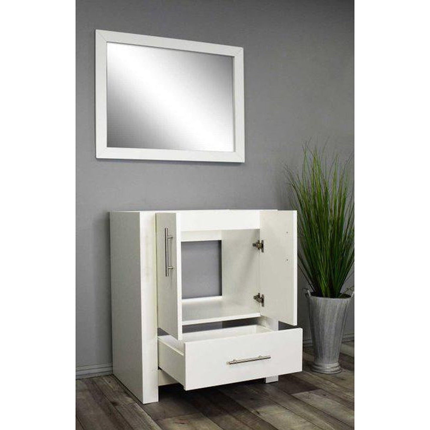 Volpa USA Boston 30" x 20" Glossy White Modern Freestanding Bathroom Vanity With Brushed Nickel Handles