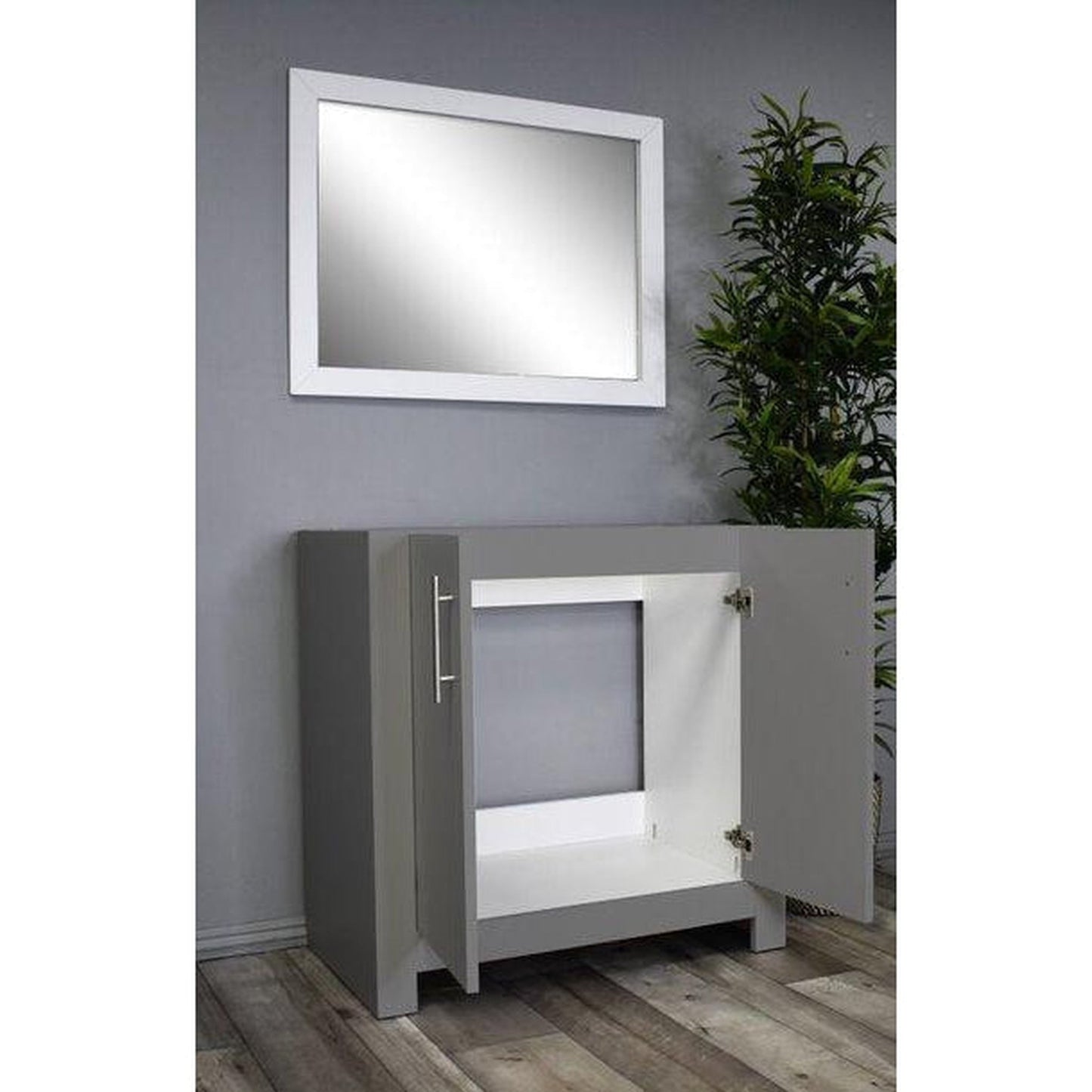 Volpa USA Boston 36" x 20" Gray Modern Freestanding Bathroom Vanity With Brushed Nickel Handles