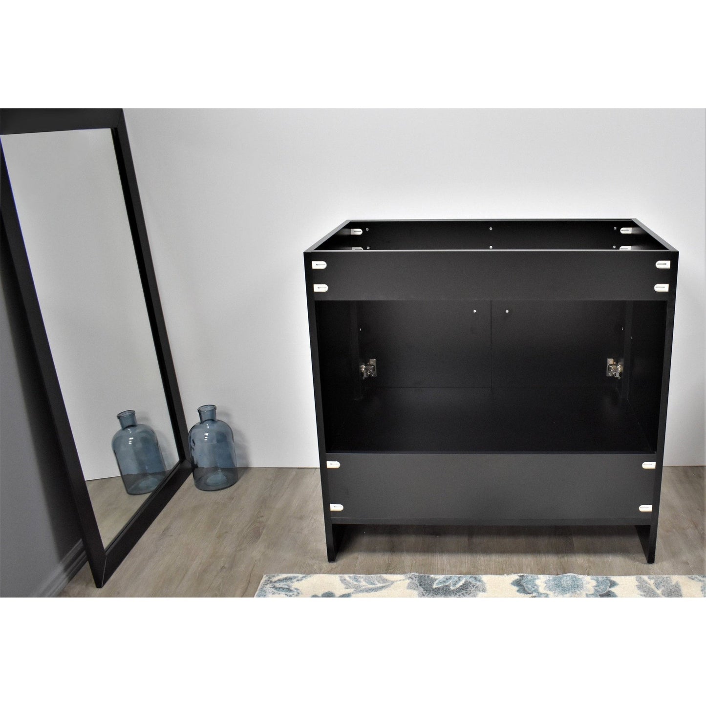 Volpa USA Capri 36" x 22" Black Modern Bathroom Vanity With Brushed Nickel Edge Handles
