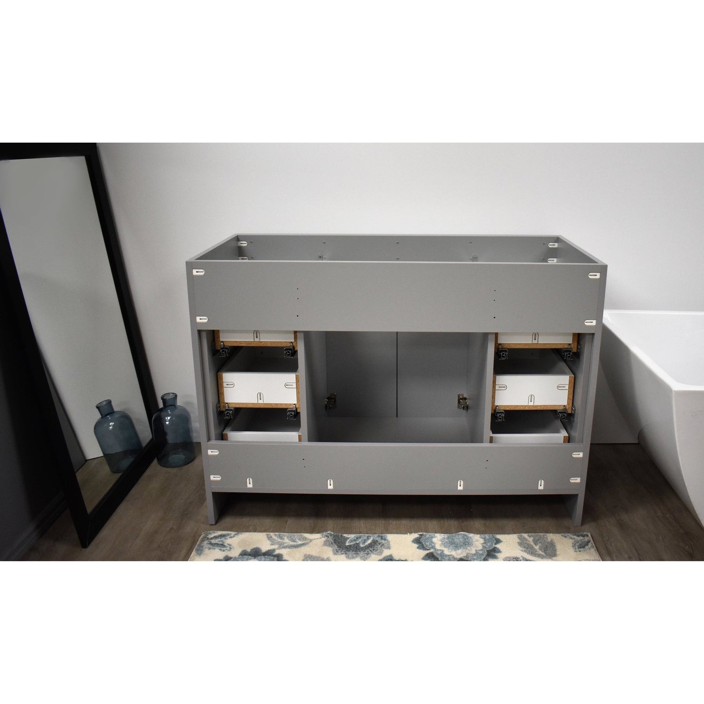 Volpa USA Capri 48" x 22" Gray Modern Bathroom Vanity With Brushed Nickel Edge Handles