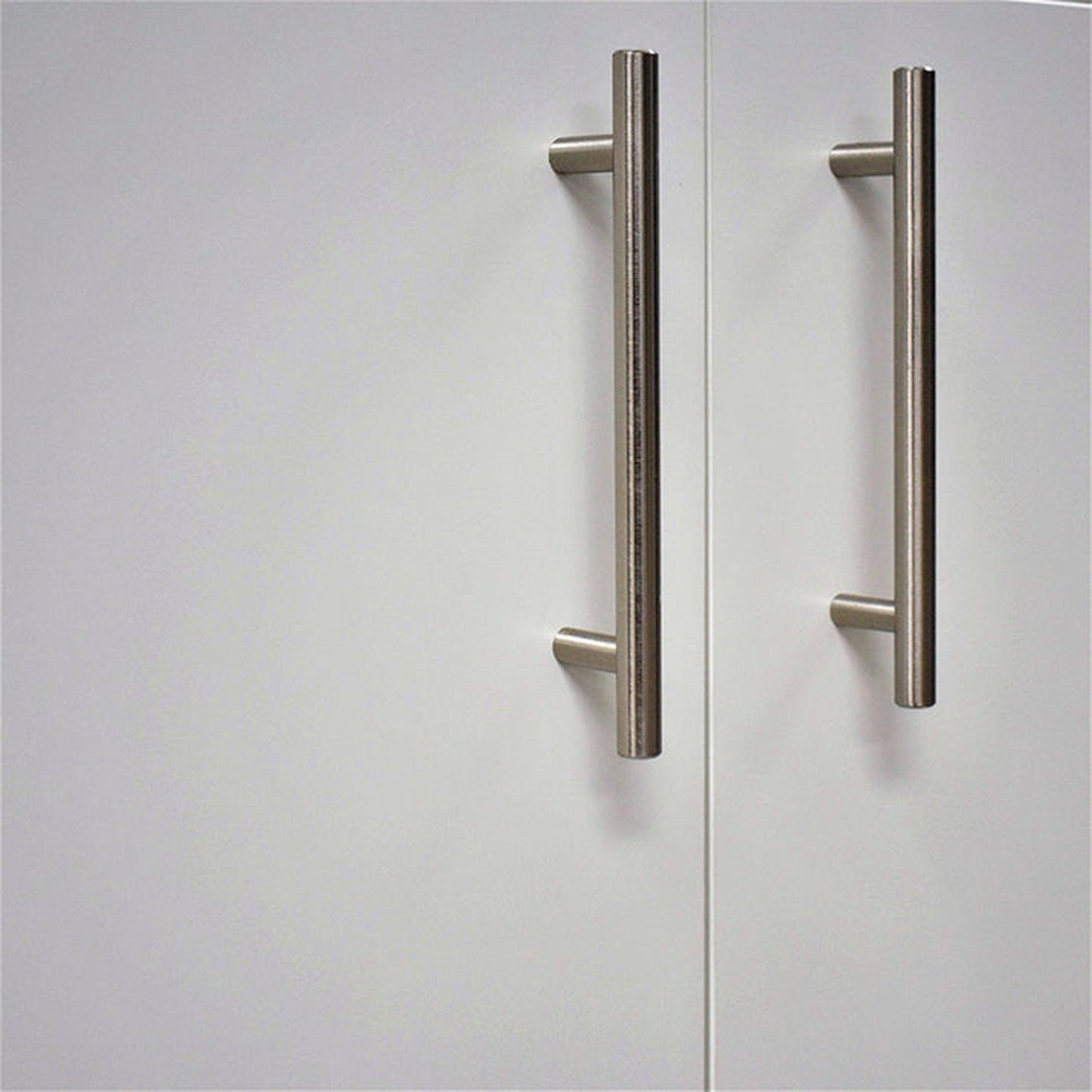 Volpa USA Pacific 24" Soft White Freestanding Modern Bathroom Vanity With Integrated Ceramic Top and Brushed Nickel Round Handles