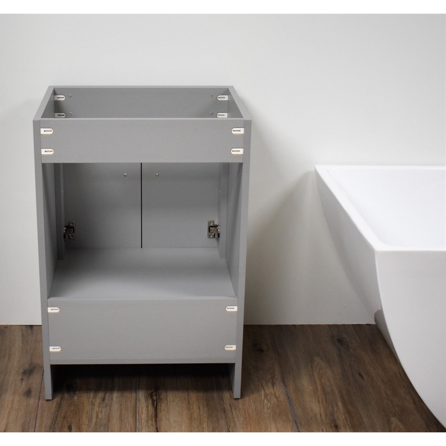 Volpa USA Rio 24" Grey Freestanding Modern Bathroom Vanity With Brushed Nickel Round Handles