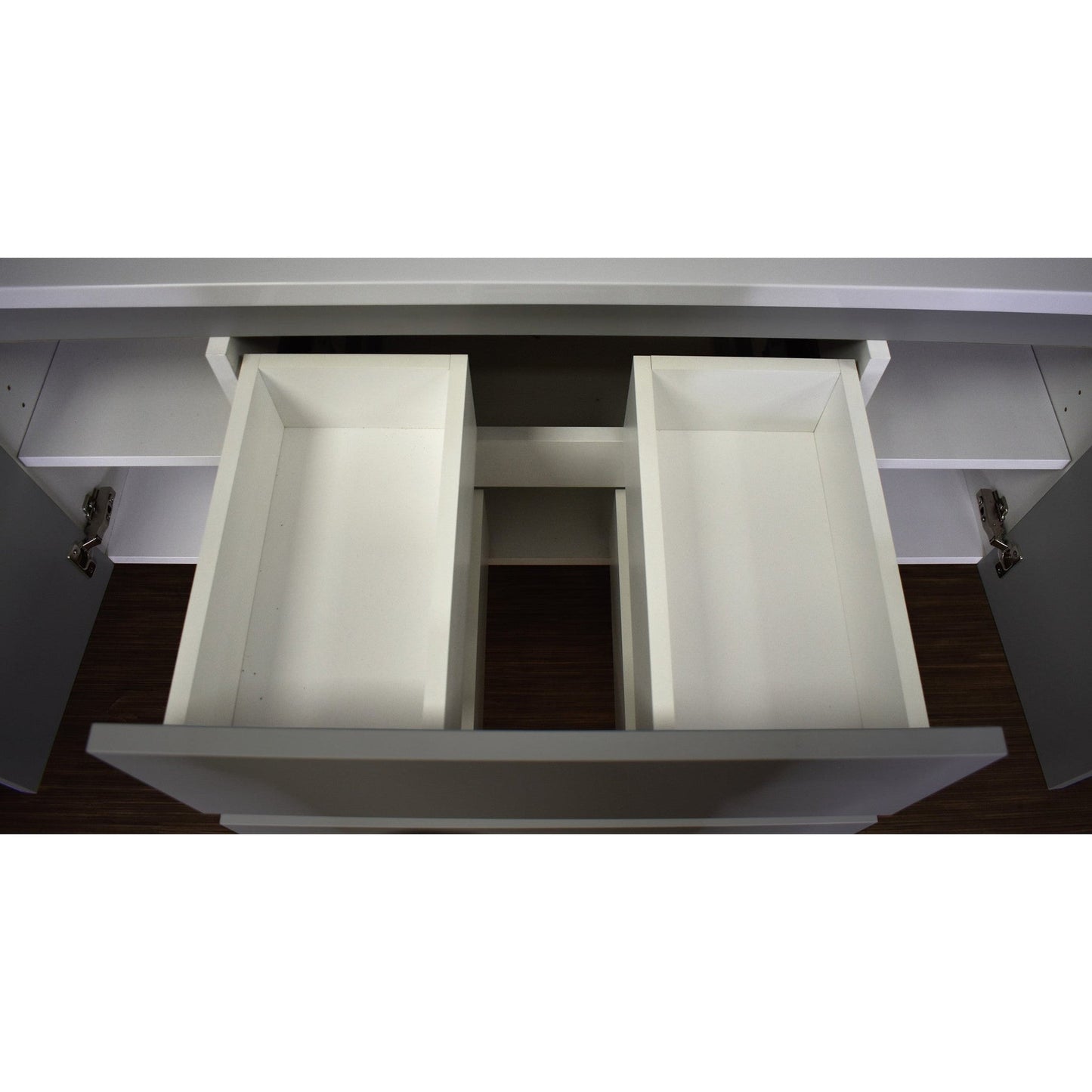 Volpa USA Salt 48" x 18" Gray Wall-Mounted Floating Bathroom Vanity With Drawers, Integrated Porcelain Ceramic Top and Integrated Ceramic Sink