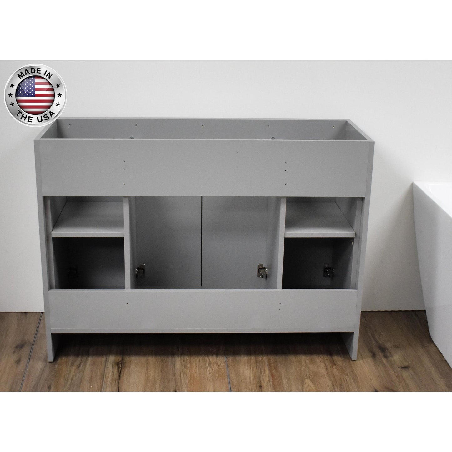 Volpa USA Villa 48" Gray Freestanding Modern Bathroom Vanity With Brushed Nickel Round Handles
