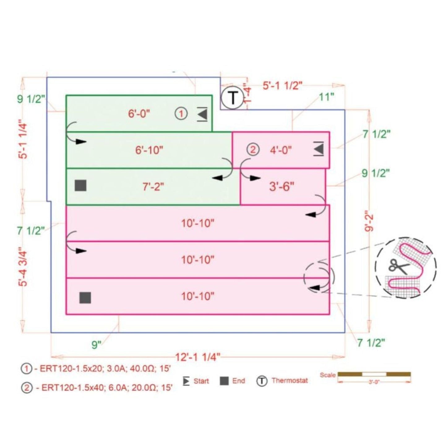 WarmlyYours Environ Flex Roll 1.5′ x 35′ 120V Electric Radiant Floor Heating Kit With nSpire Touch Programmable Touchscreen Thermostat