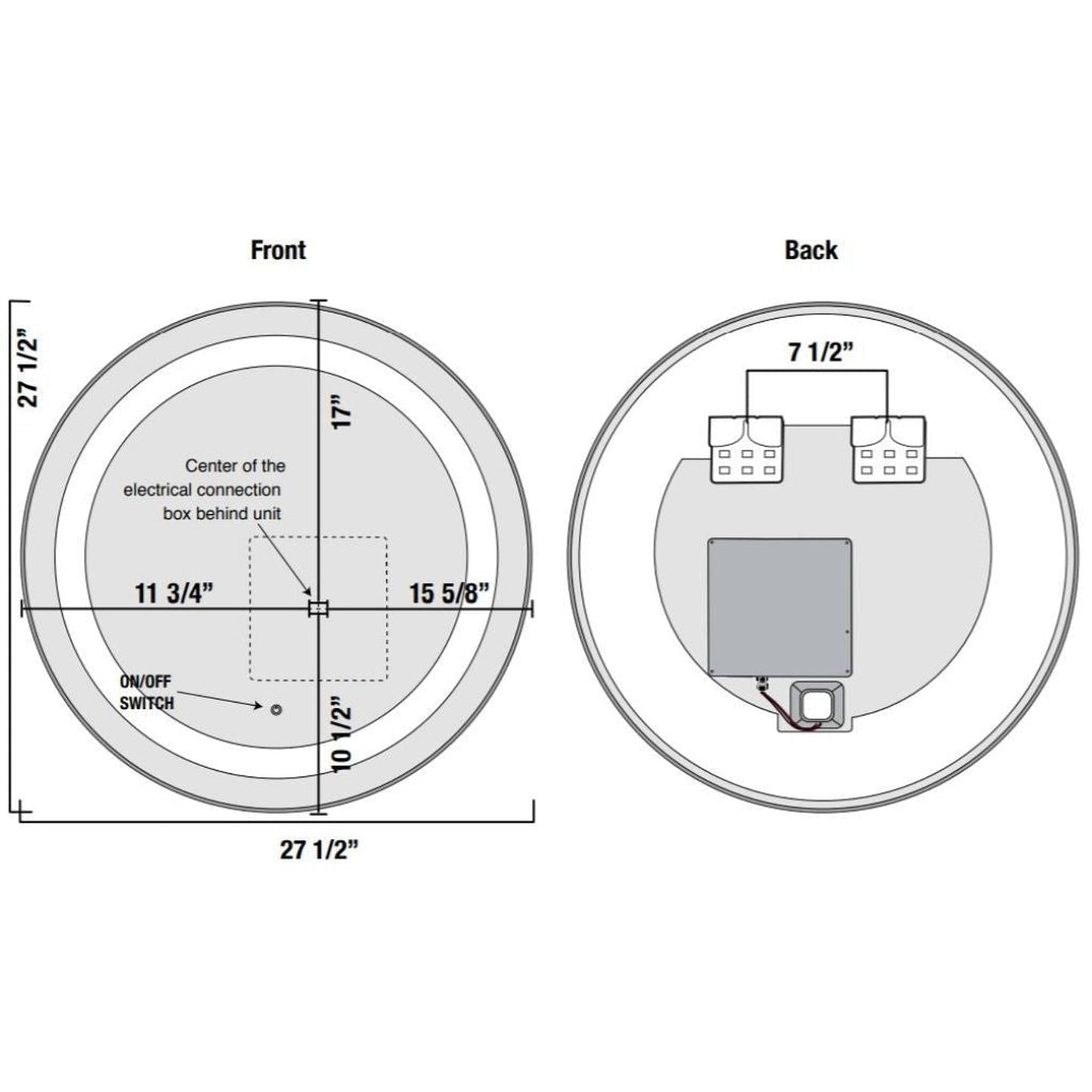 WarmlyYours Marilyn 28″ Round Frameless Wall-Mounted LED Daylight 5,000K Backlit Mirror