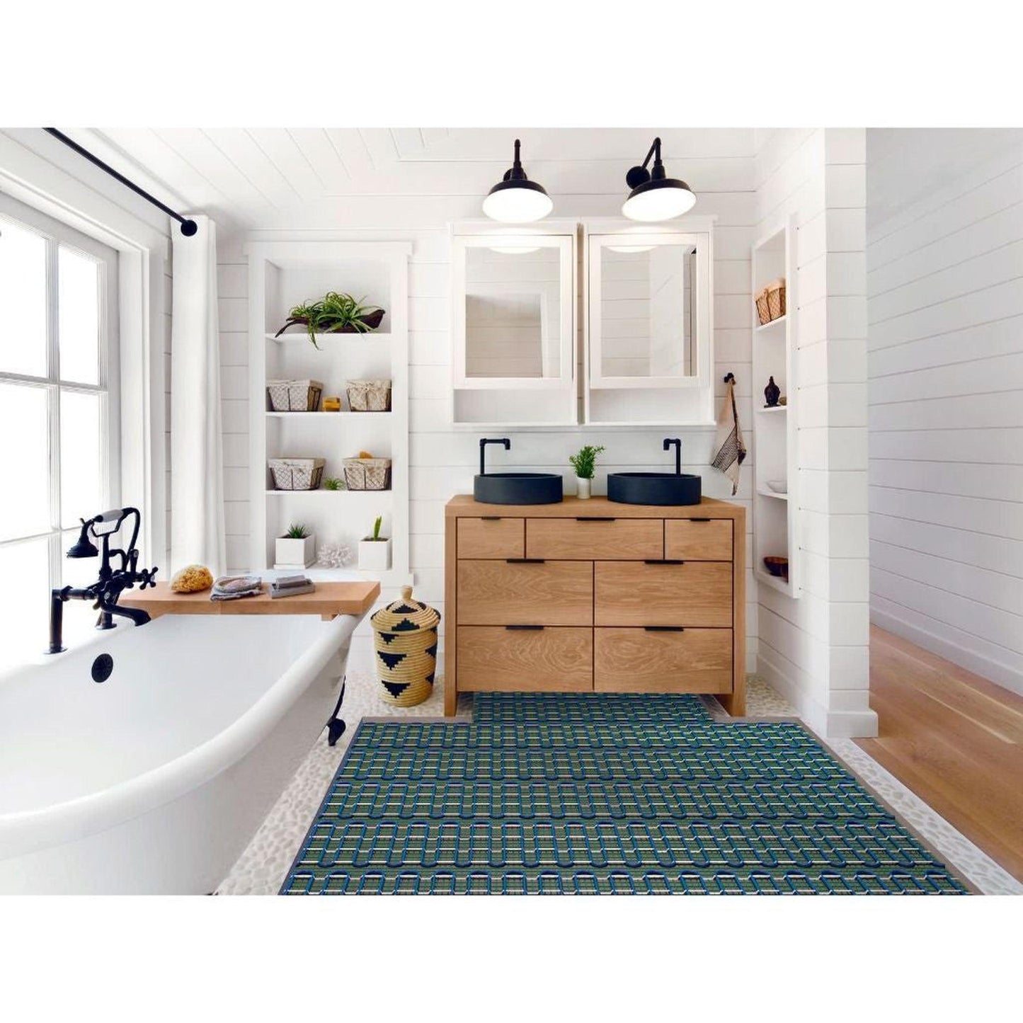 WarmlyYours TempZone Easy Mat 2' x 4' 120V Electric Radiant Floor Heating Kit With nSpire Touch Programmable Touchscreen Thermostat For Bathtub Entry Area