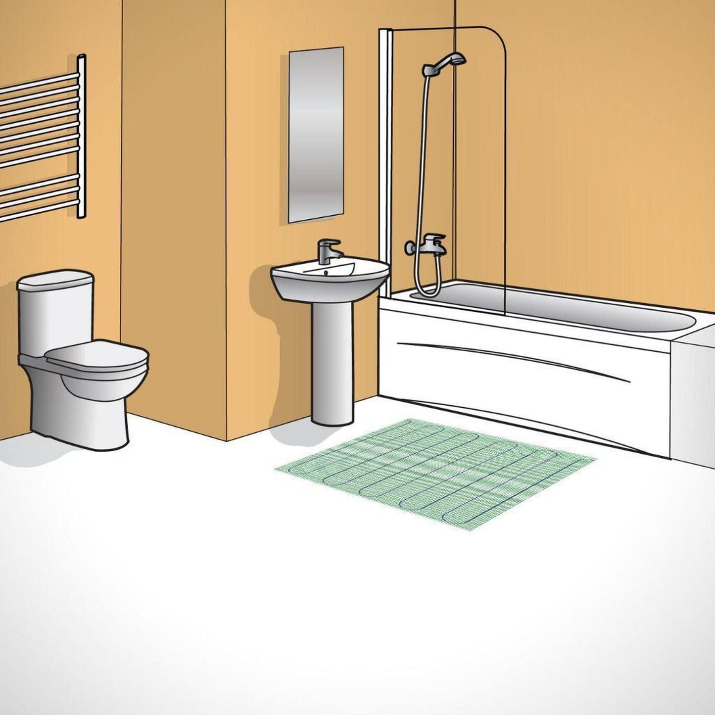 WarmlyYours TempZone Easy Mat 3′ x 8′ 120V Electric Radiant Floor Heating Kit With nSpire Touch Programmable Touchscreen Thermostat