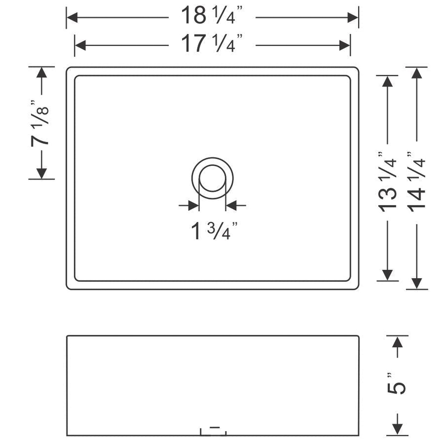 Wells Sinkware China Luxe 18" White Rectangle Modern Vitreous Ceramic Vessel Bathroom Sink