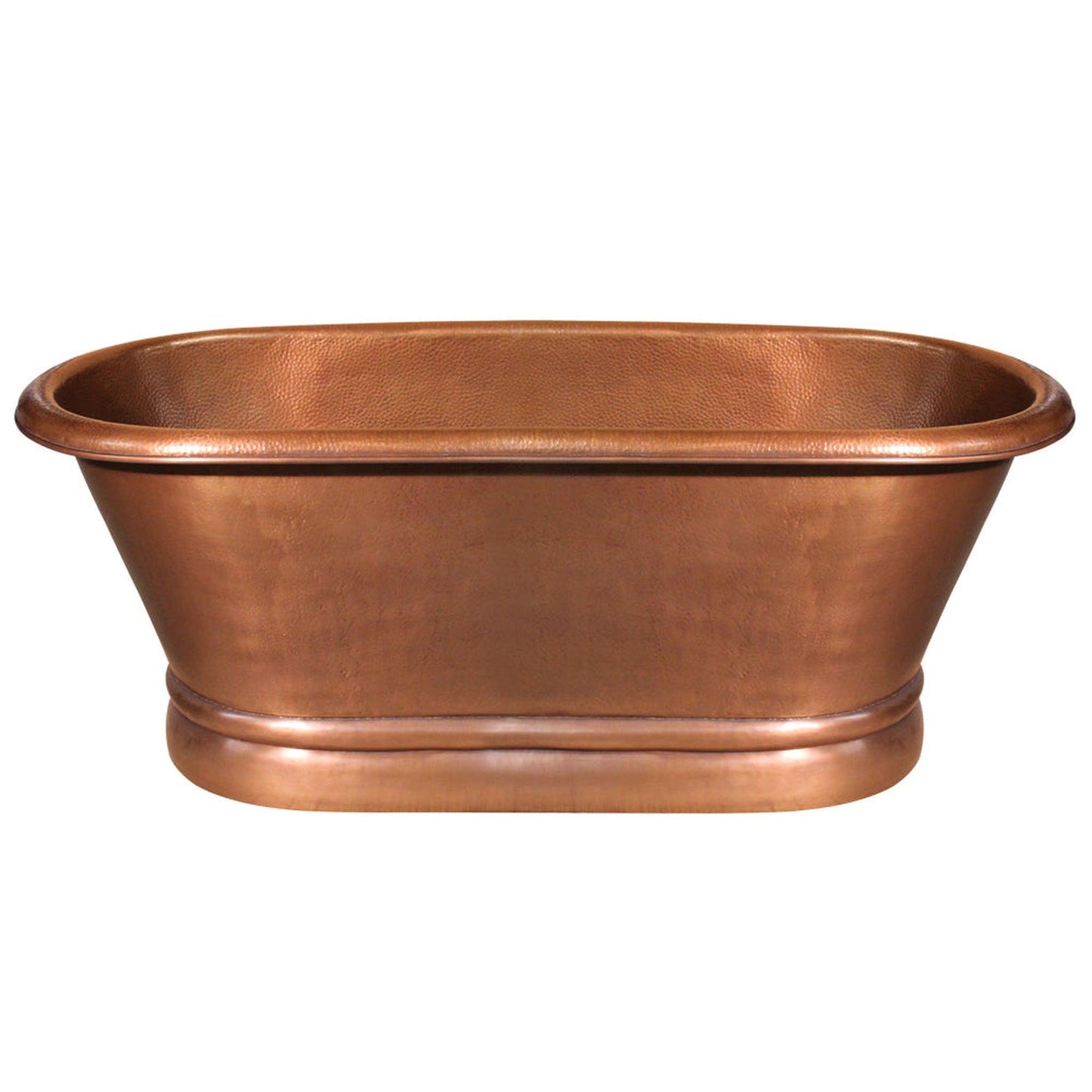 Whitehaus Bathhaus WHCT-1002-OCH Hammered Copper Freestanding Handmade Double Ended Bathtub With Hammered Exterior