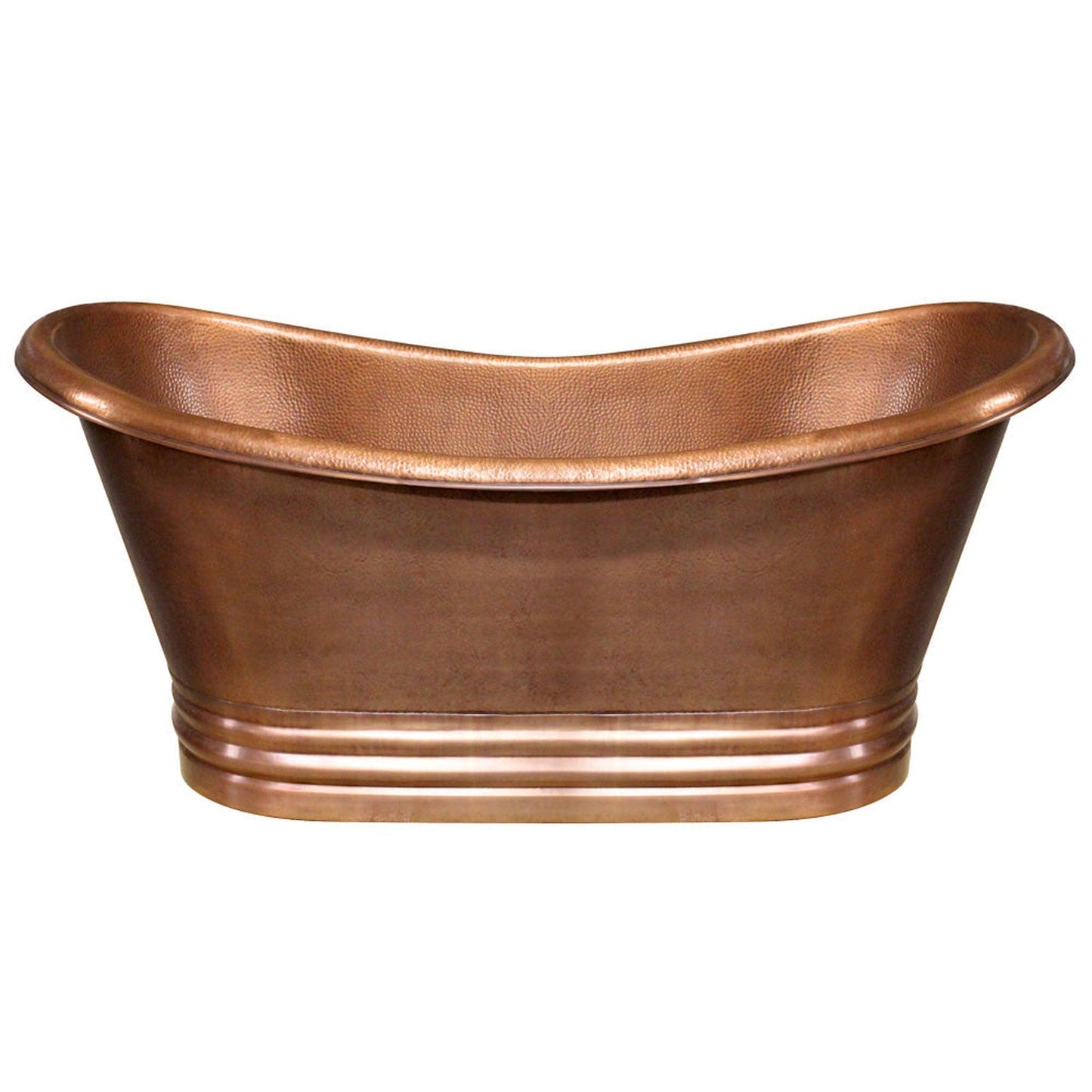 Whitehaus Bathhaus WHCT-1003-OCH Hammered Copper Freestanding Handmade Double Ended Bathtub With Hammered Exterior
