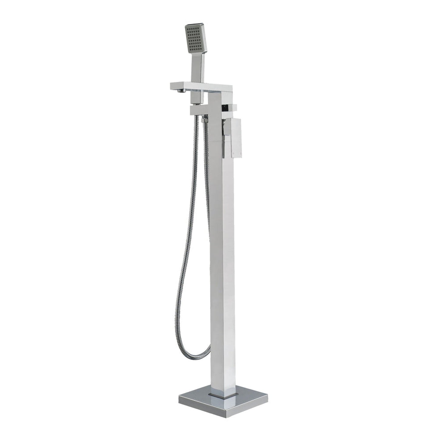 Whitehaus Bathhaus WHT8868S-C Polished Chrome Freestanding 34" Single Lever Tub Filler With Integrated Diverter Valve and Hand Held Shower Spray