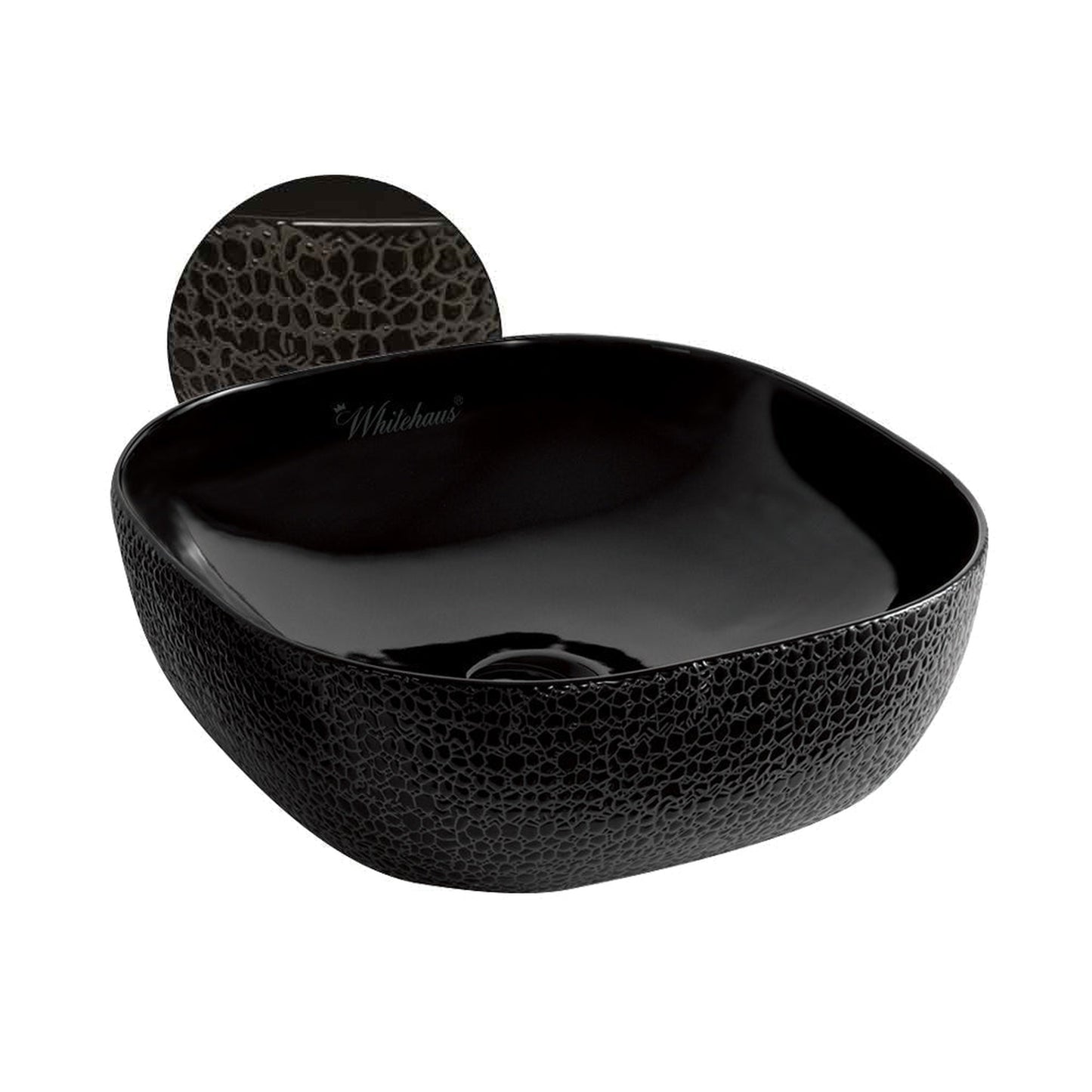 Whitehaus Isabella Plus WH71301-F04 Black Square Above Mount Basin With Center Drain