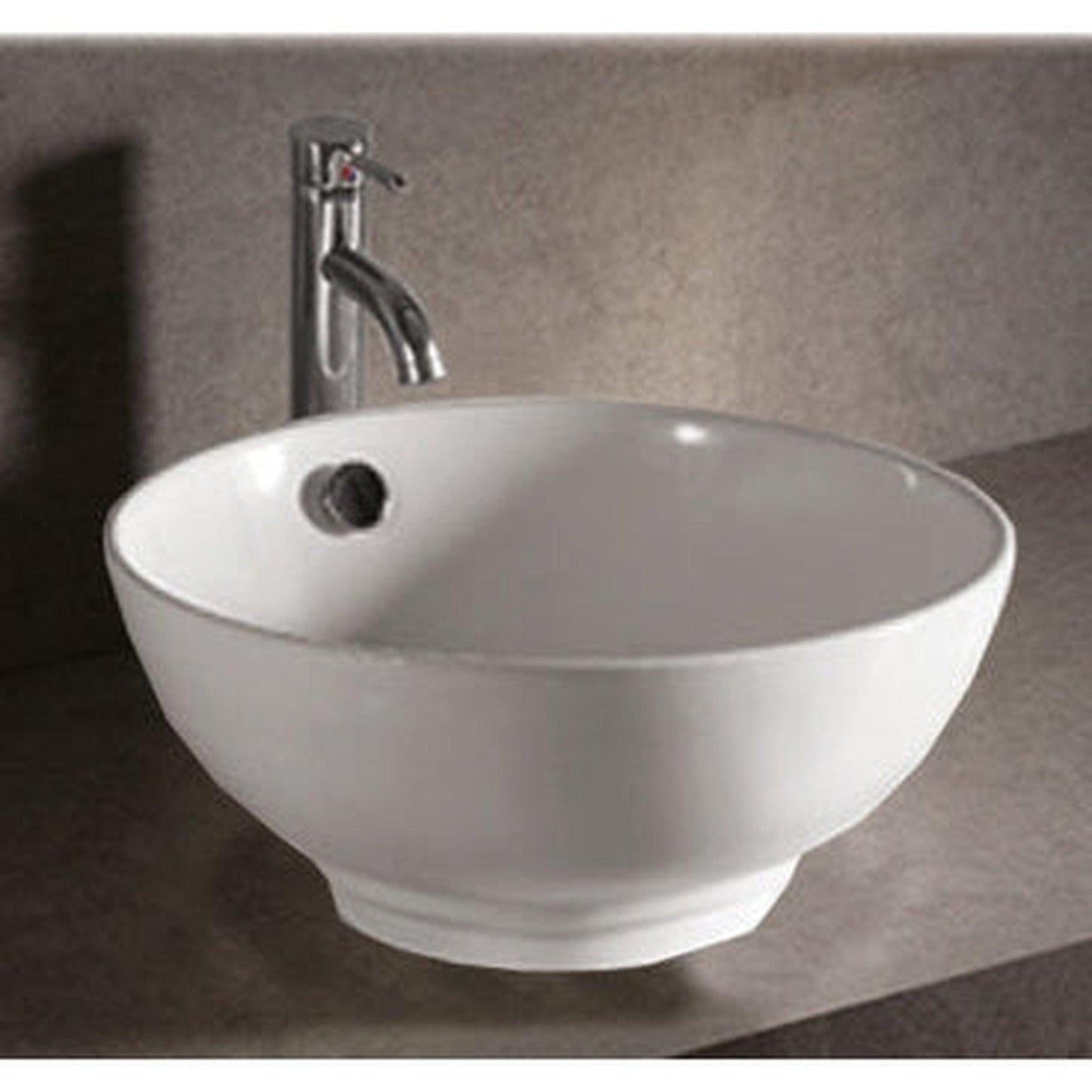 Whitehaus Isabella WHKN1051 White Round Above Mount Basin With Overflow and Center Drain