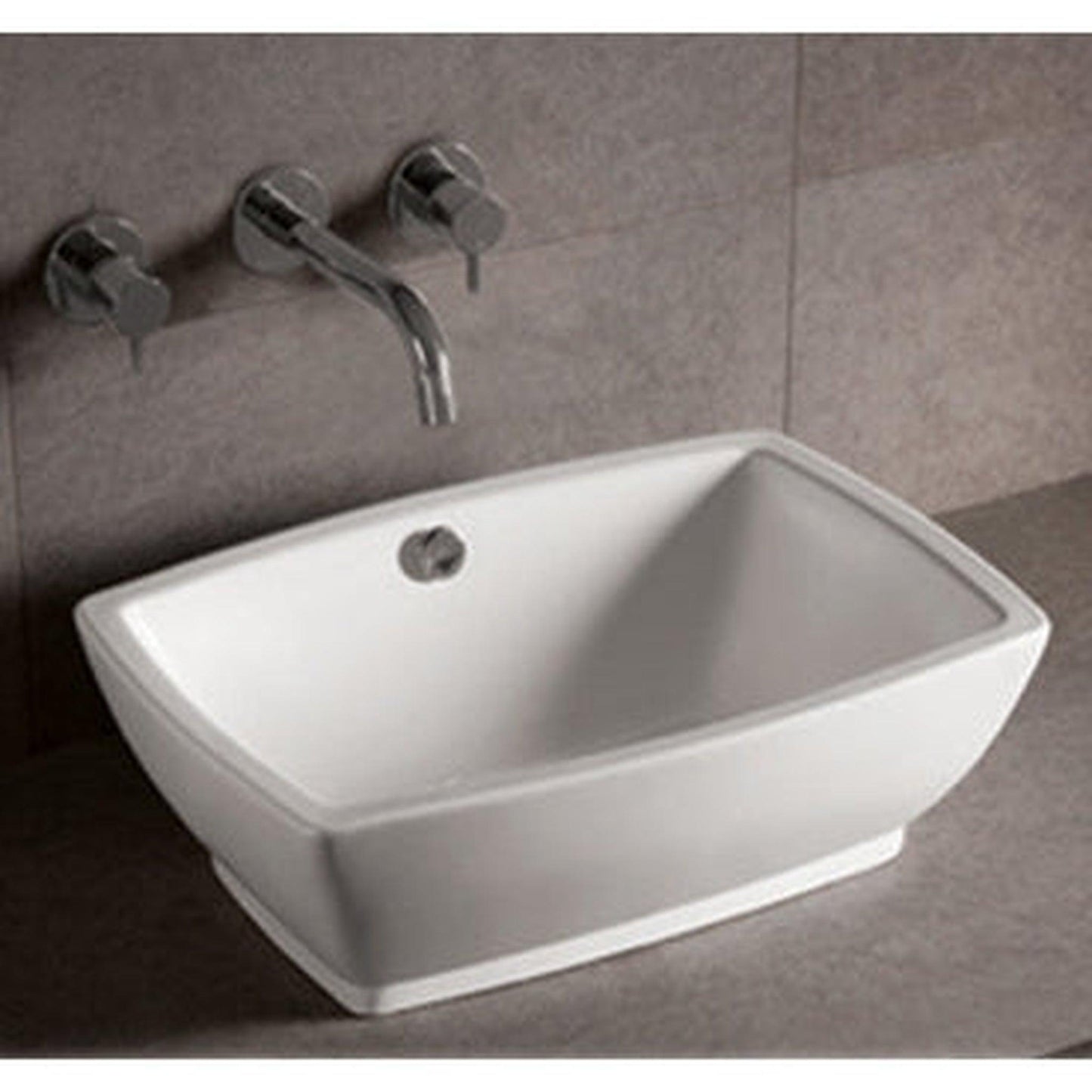 Whitehaus Isabella WHKN1065 White Rectangular Above Mount Basin With Overflow and Center Drain