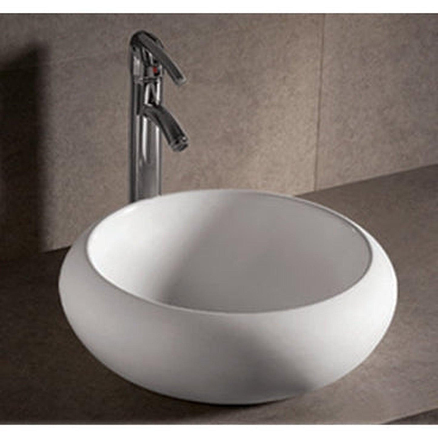Whitehaus Isabella WHKN1090 White Round Above Mount Basin With Center Drain