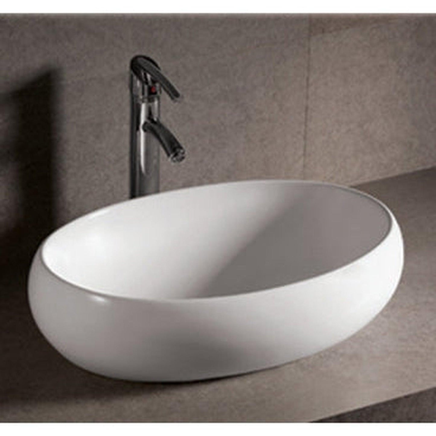 Whitehaus Isabella WHKN1091 White Oval Above Mount Basin With Center Drain