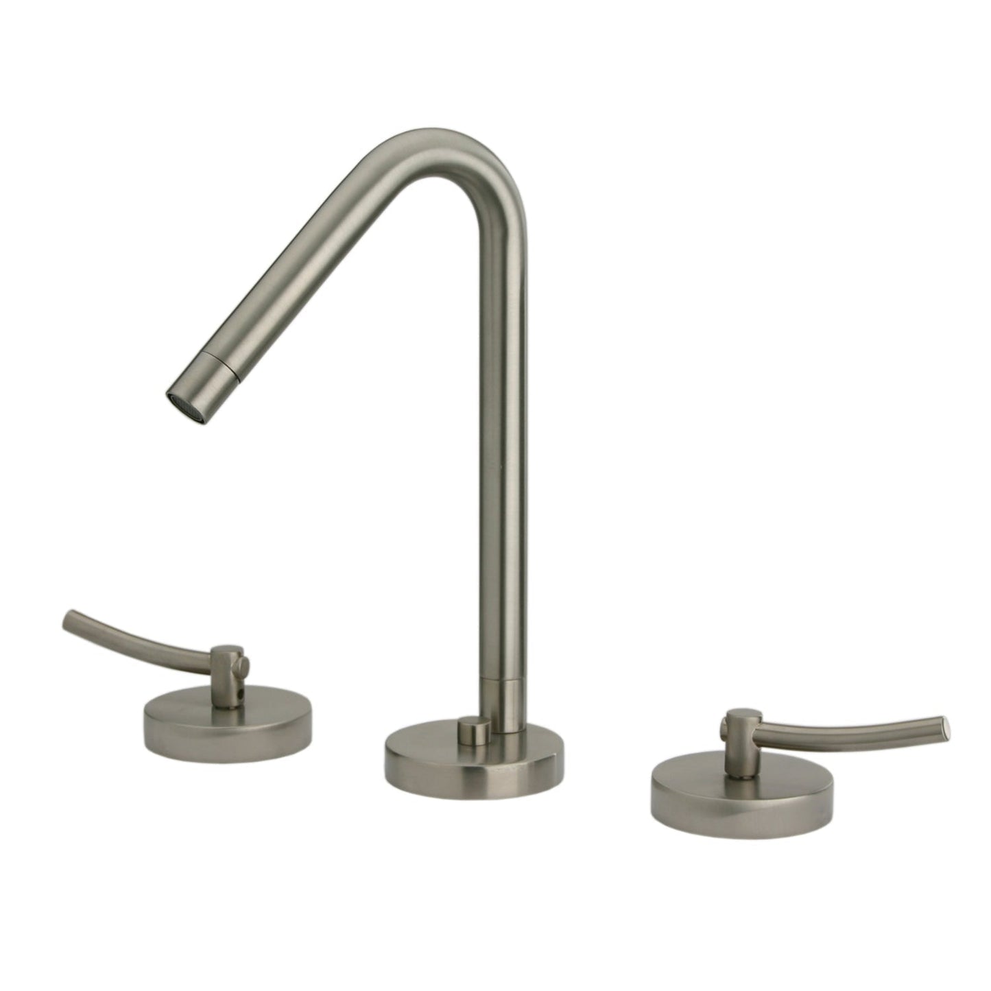 Whitehaus Metrohaus WH81214-BN Brushed Nickel Lavatory Widespread Faucet With 45-Degree Swivel Spout Pop-up Waste and Lever Handles