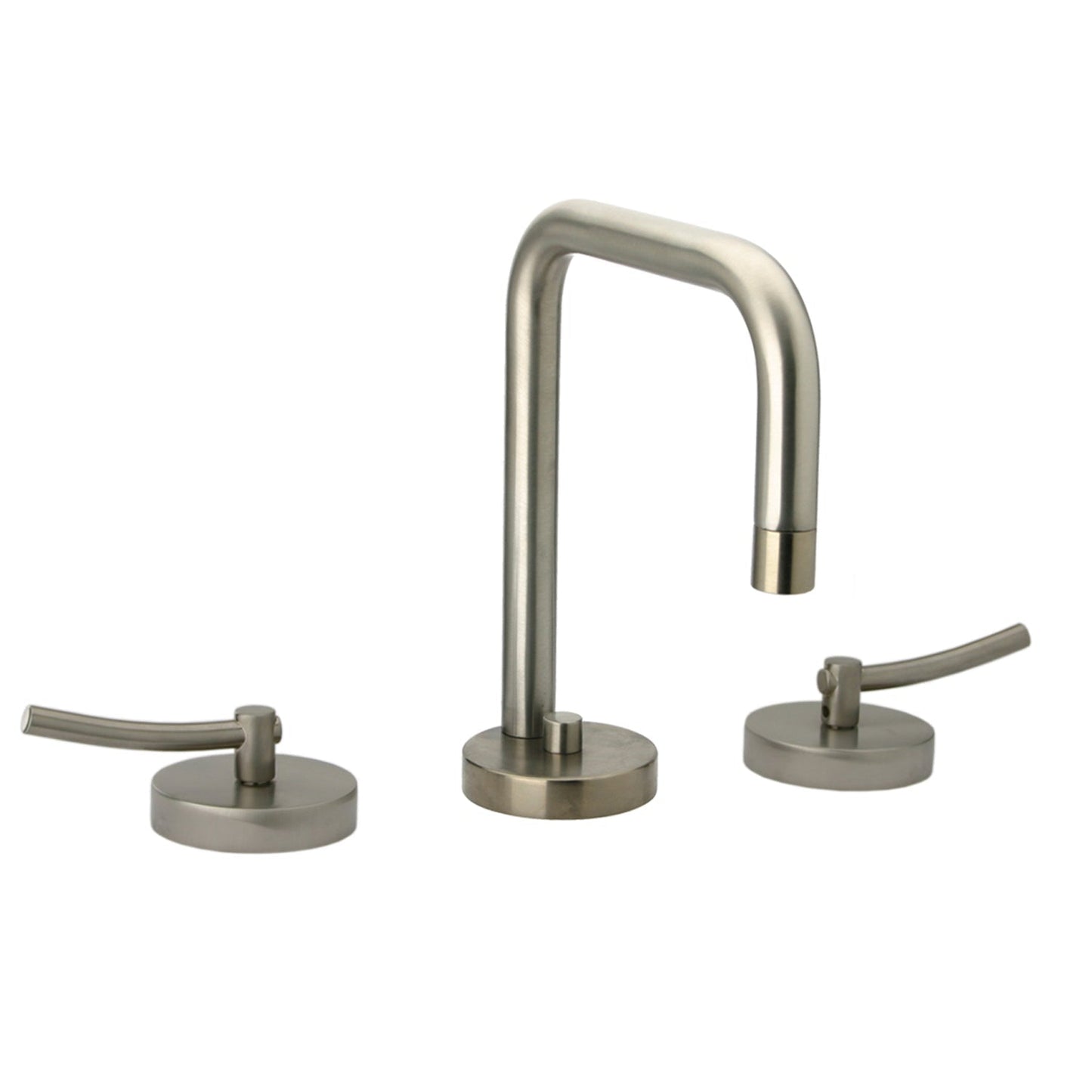 Whitehaus Metrohaus WH81214L-BN Brushed Nickel Lavatory Widespread Faucet With Swivel Spout Pop-up Waste and Lever Handles