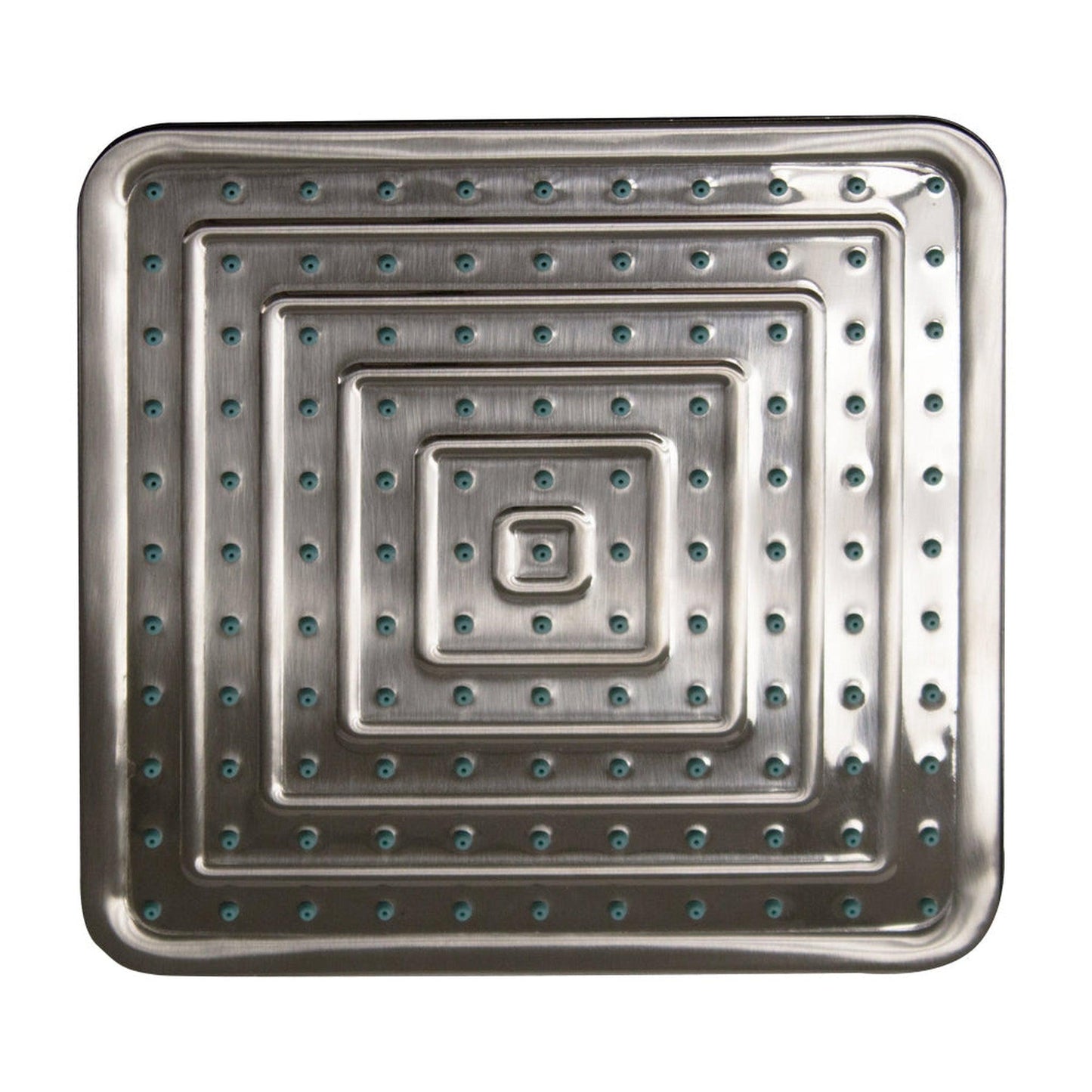 Whitehaus Showerhaus WHOSA28SQ-8-BN Brushed Nickel Square Rainfall Showerhead With Decorative Face and Rubber Nozzle Tips - Solid Brass Construction With Adjustable Ball Joint