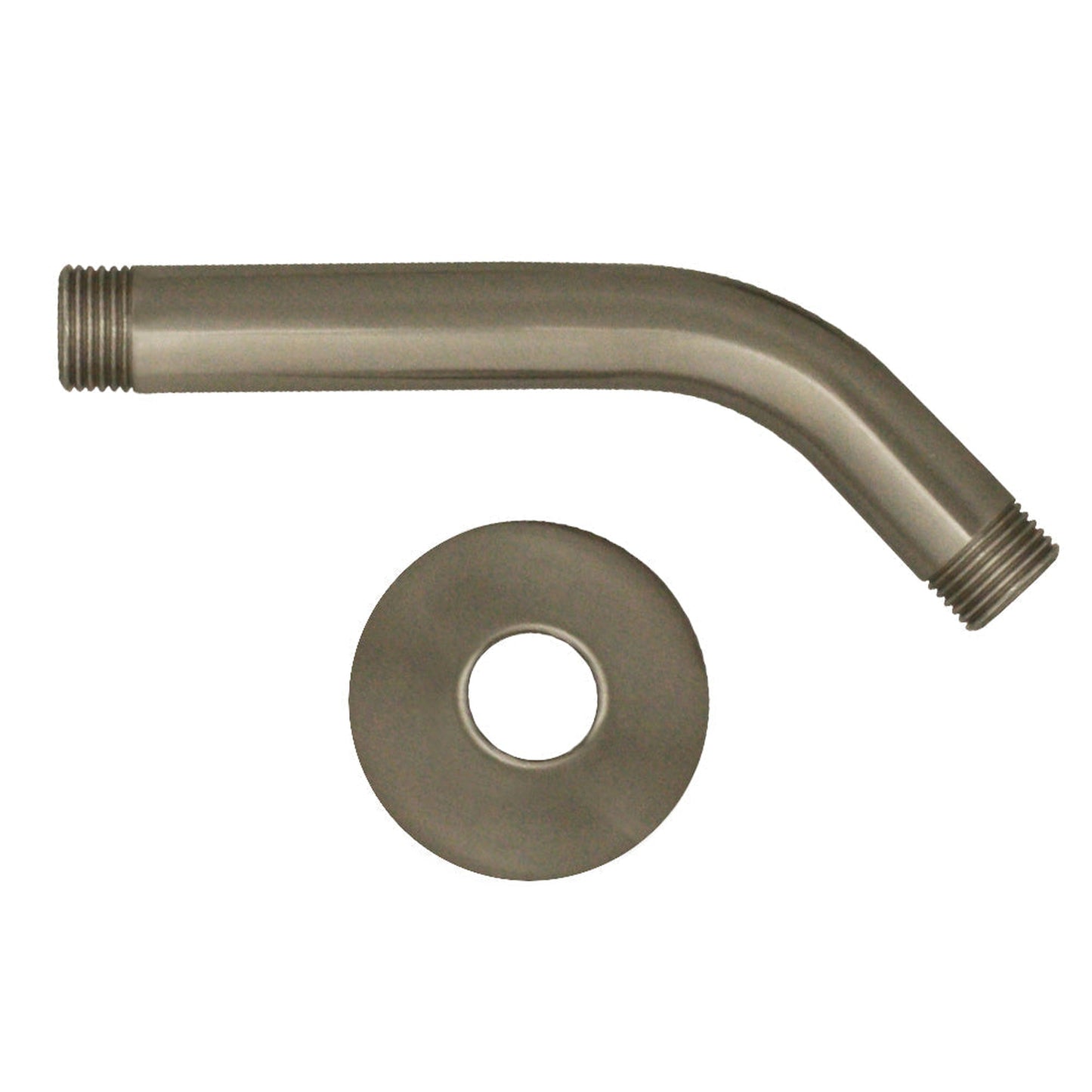 Whitehaus Showerhaus WHSA165-2-BN Brushed Nickel Short Solid Brass Shower Arm With Solid Brass Escutcheon