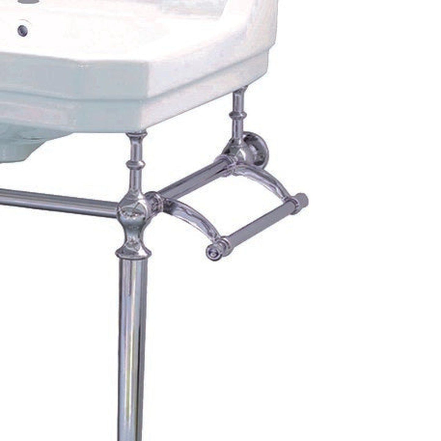 Whitehaus Victoriahaus WHV024-L33-1H-BN White/Brushed Nickel Console With Integrated Rectangular Bowl With Single Hole Drill