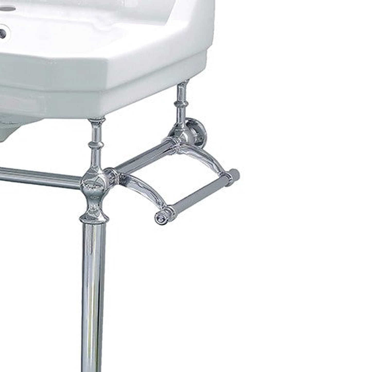 Whitehaus Victoriahaus WHV024-L33-1H-C White/Polished Chrome Console With Integrated Rectangular Bowl With Single Hole Drill