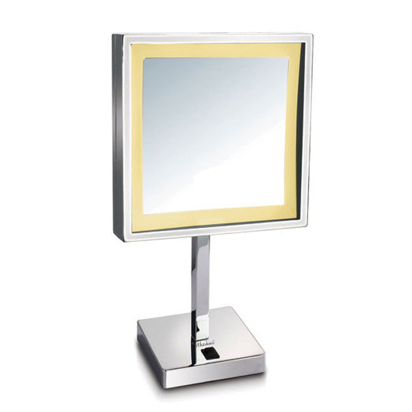 Whitehaus WHMR295-C Polished Chrome Square Freestanding Led 5X Magnified Mirror